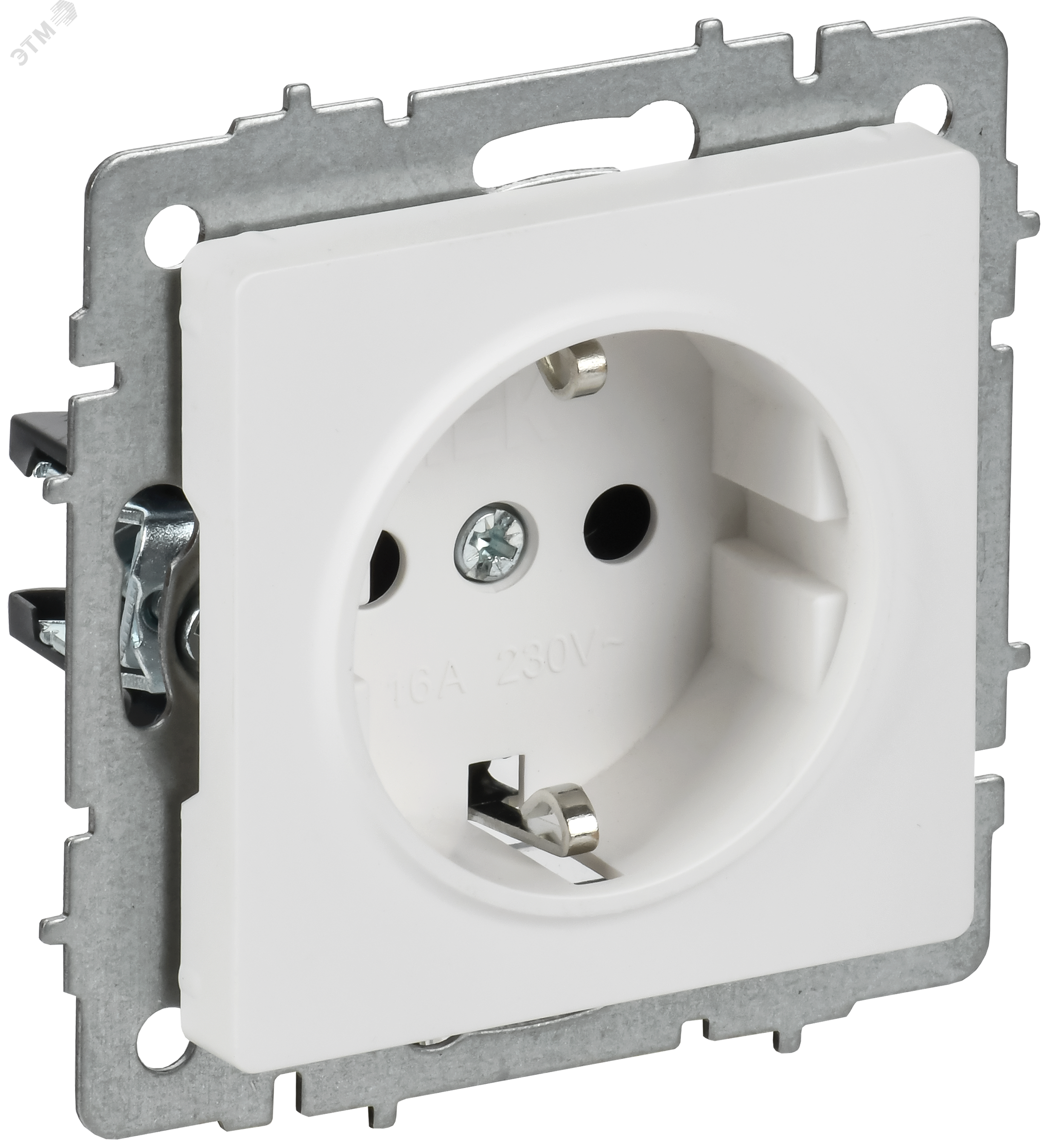 BRITE Розетка 1-местная с заземлением без защитных шторок 16А РС11-1-0-БрАБ арктический белый IEK BR-R11-16-K91