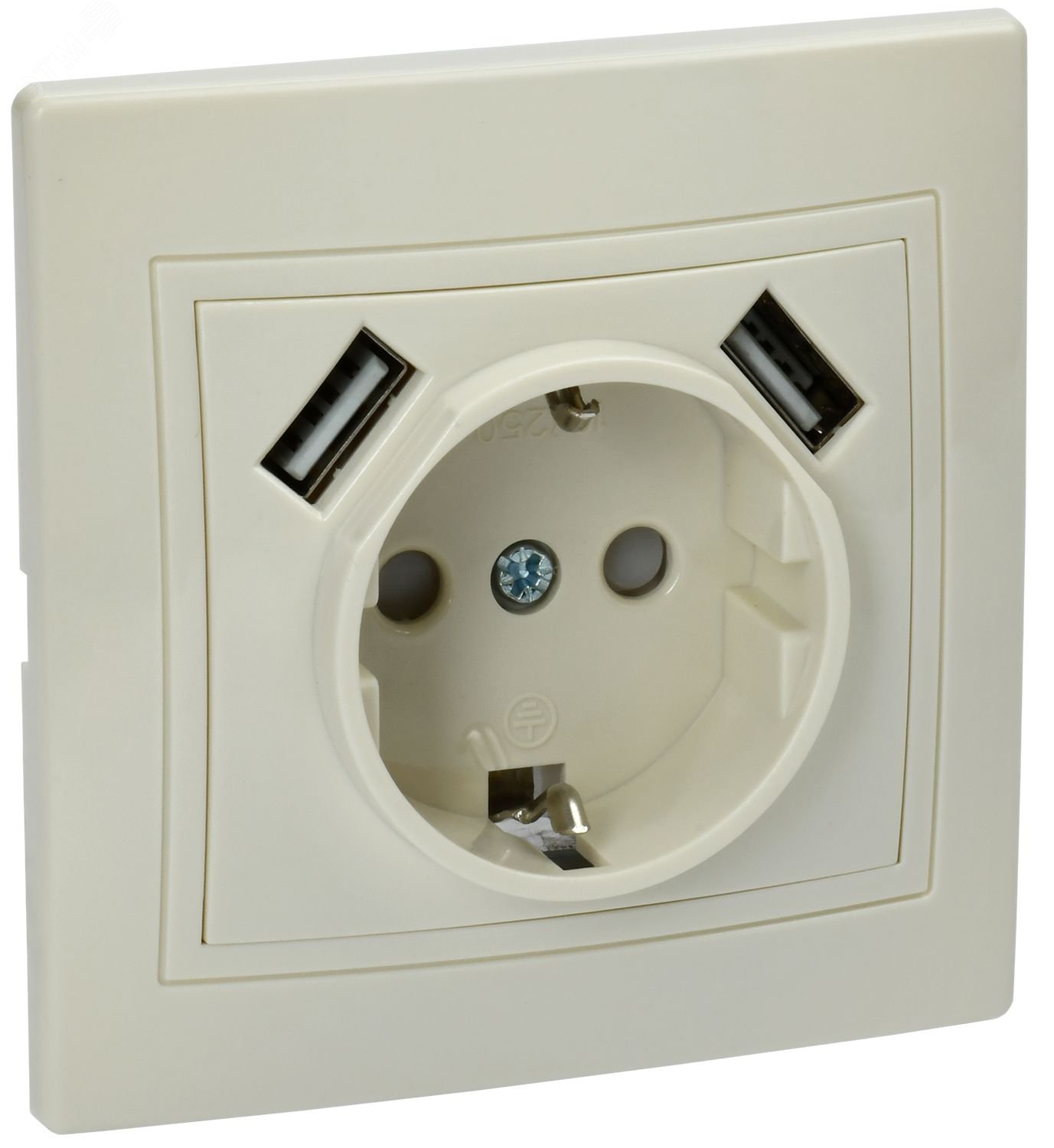 KVARTA РОЗ. 1АЯ С З/К РЮШ10-1-ККМ 16А USBX2 2,1А КРЕМ. KV-R14-16-U2-K33