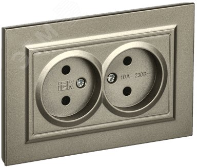 Розетка 2-м СП BRITE РС12-2-БрШ 10А в сборе без заземл. без защ. шторок шампань BR-R20-10-K37-F
