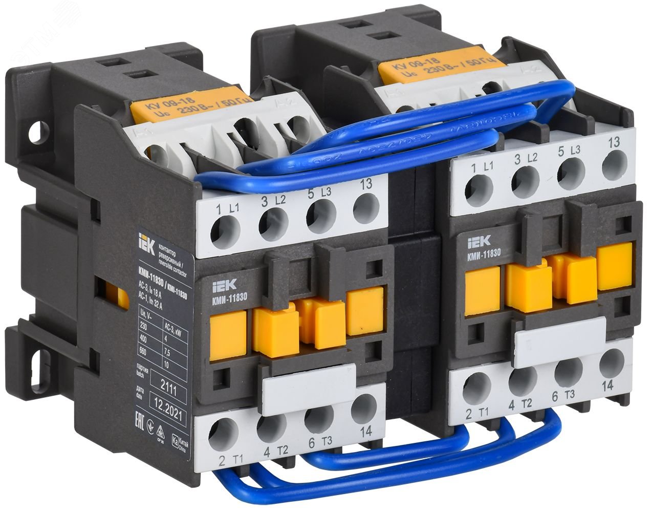 Контактор КМИ-11830 реверс 18А 230В/АС3 2НО KKM13-018-230-20-1