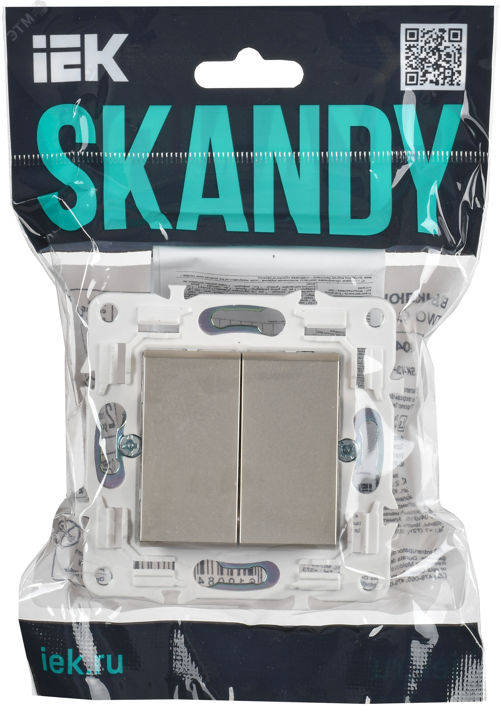 SKANDY Выключатель 2-клавишный 10А SK-V04Sh шампань IEK SK-V20-0-10-K37