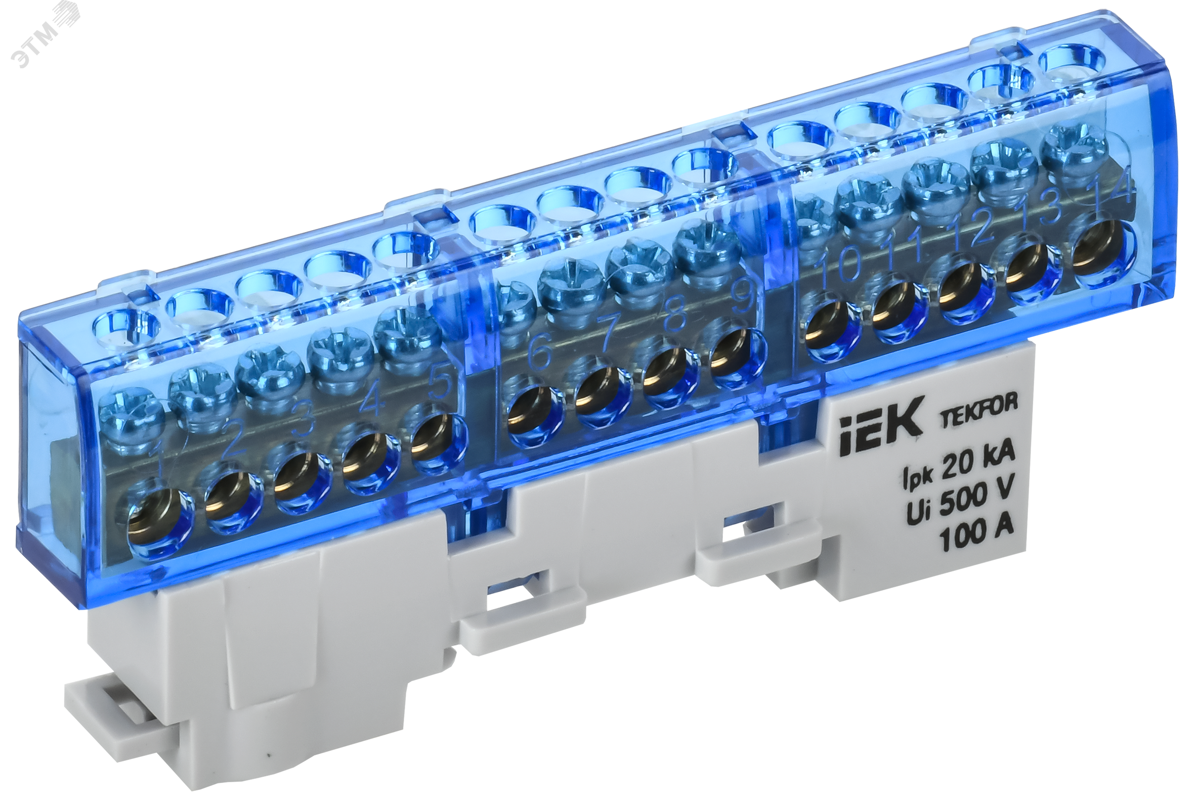 Фото товара TEKFOR Шина N ноль изолированная на универсальном держателе 6х9-14-С IEK TF-NN10-14-KL-K07