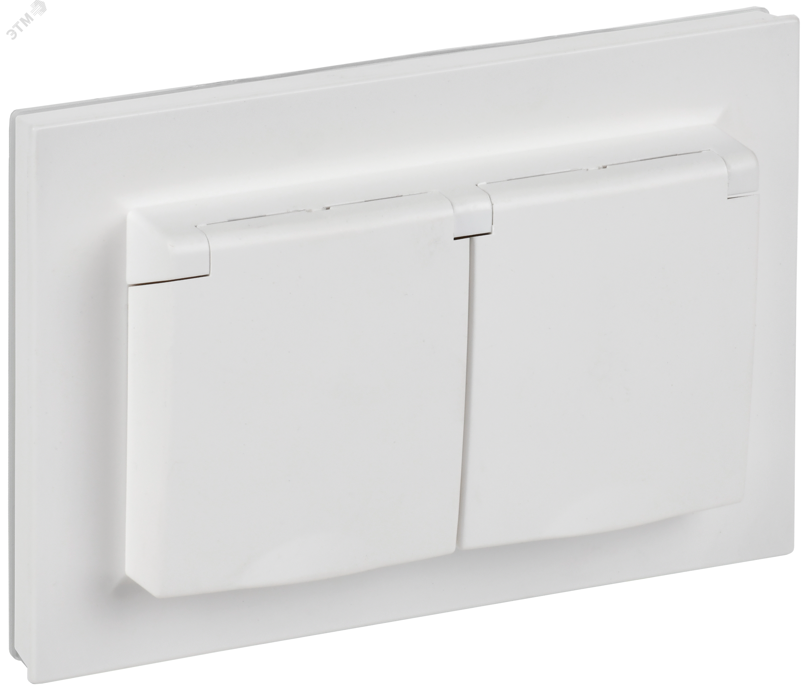 BRITE Розетка 2-местная с заземлением с защитными шторками и крышкой 16А в сборе IP44 РСбш12-3-44-БрАБ арктический белый IEK BR-R26-16-44-K91-F