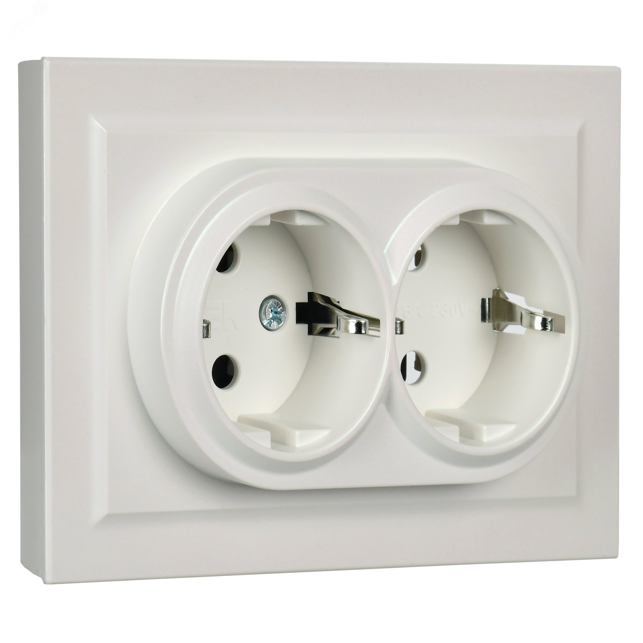 Розетка 2-м СП BRITE РС12-3-БрЖ 16А в сборе с заземл. без защ. шторок жемчуж. BR-R21-16-K36-F