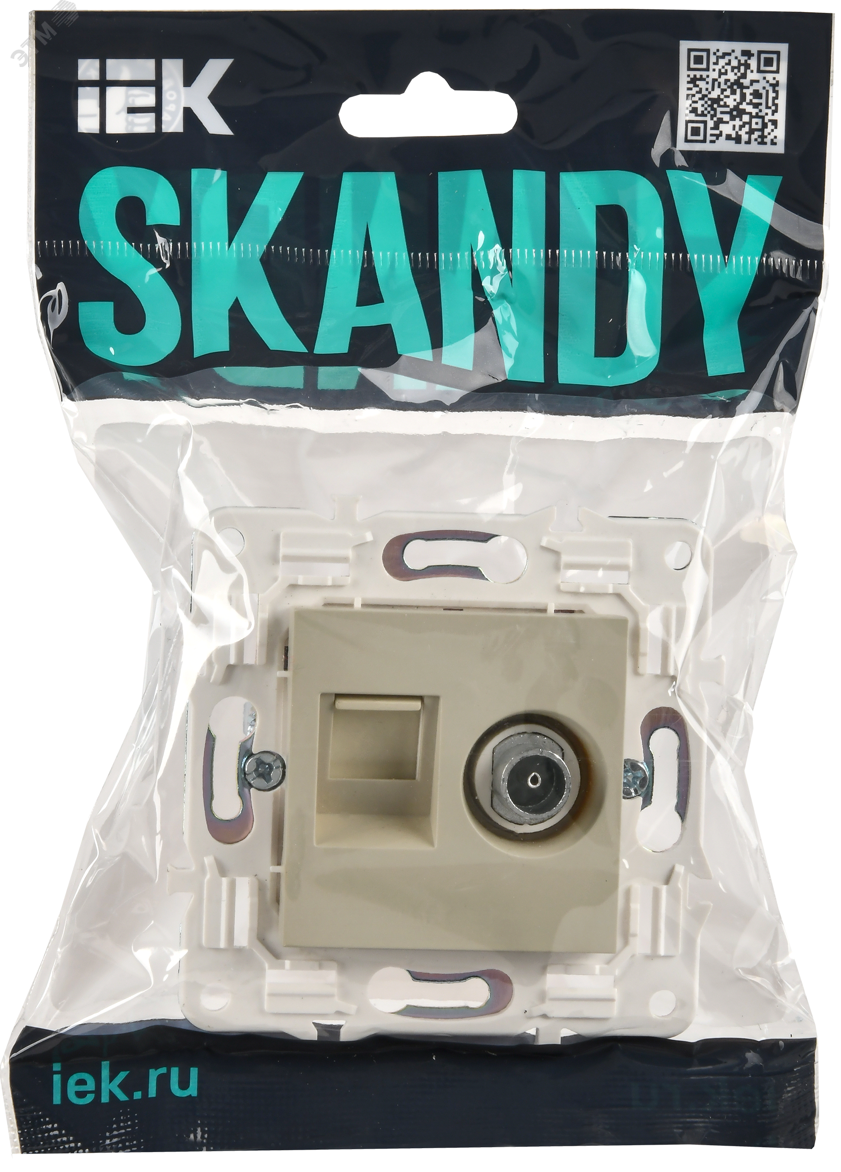 SKANDY Розетка двойная TV+RJ45 кат.5E SK-A14B бежевый IEK SK-AK20-1-K10