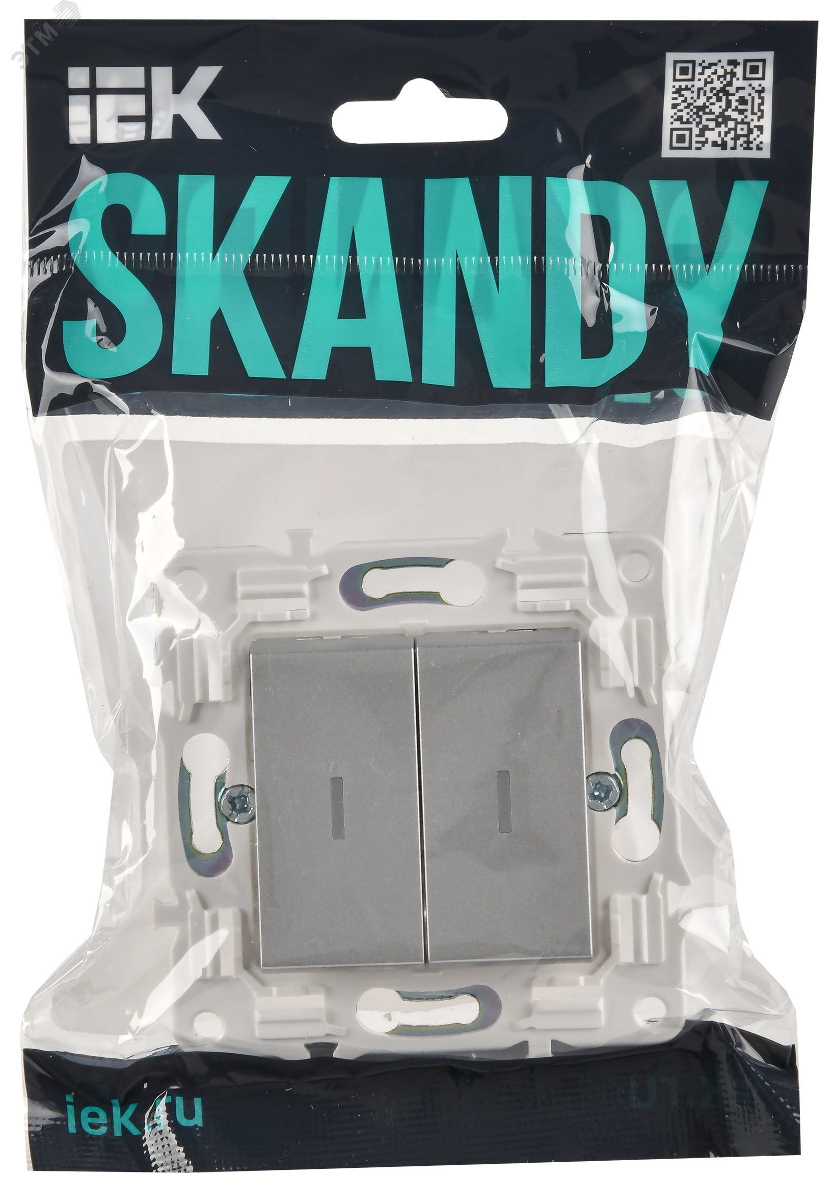 SKANDY Выключатель 2-клавишный проходной с индикацией 10А SK-V10S серебряный IEK SK-V22-1-10-K23