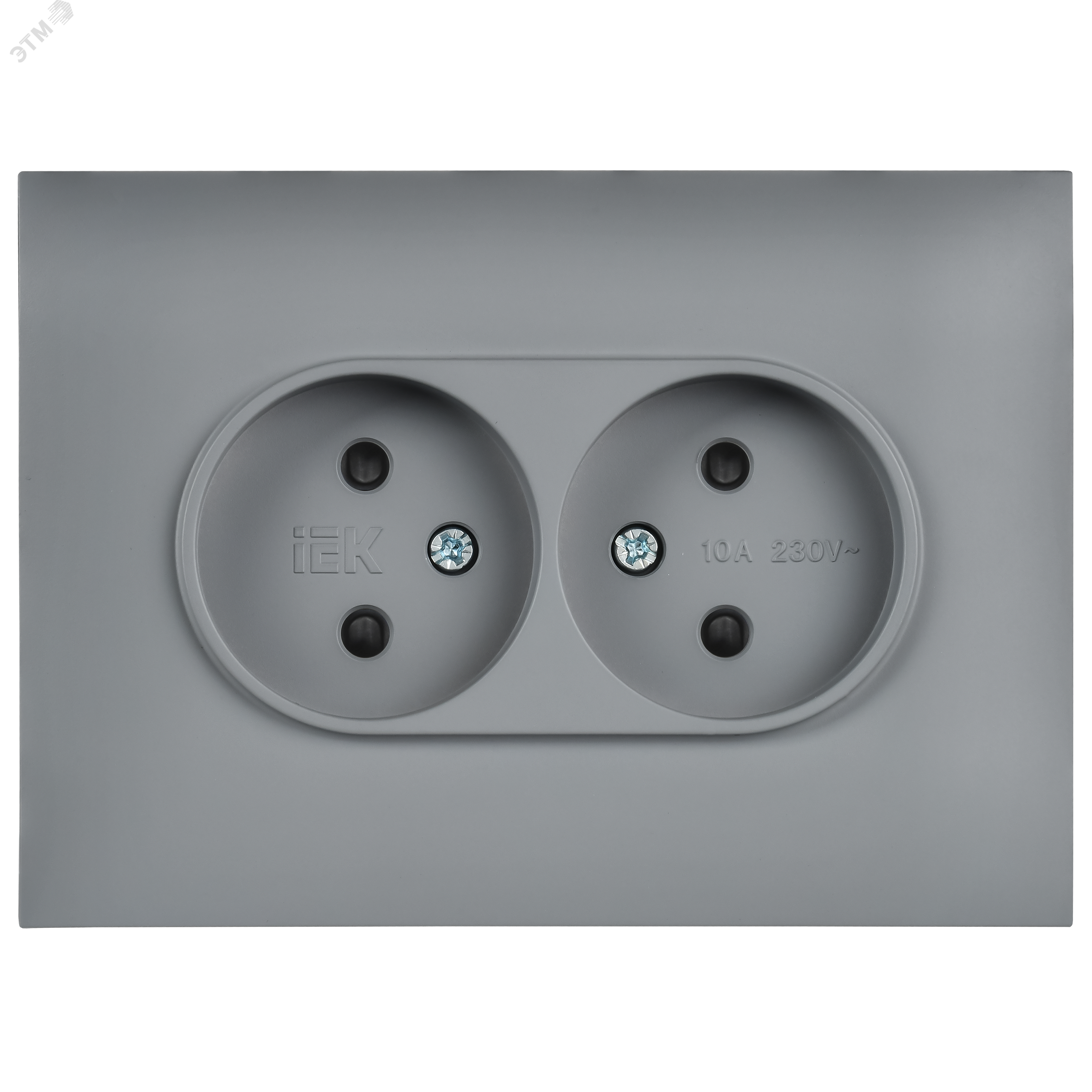 SKANDY Розетка 2-местная без заземления с защитными шторками 10А в сборе SK-R09Gr серый IEK SK-R23-10-K03-F