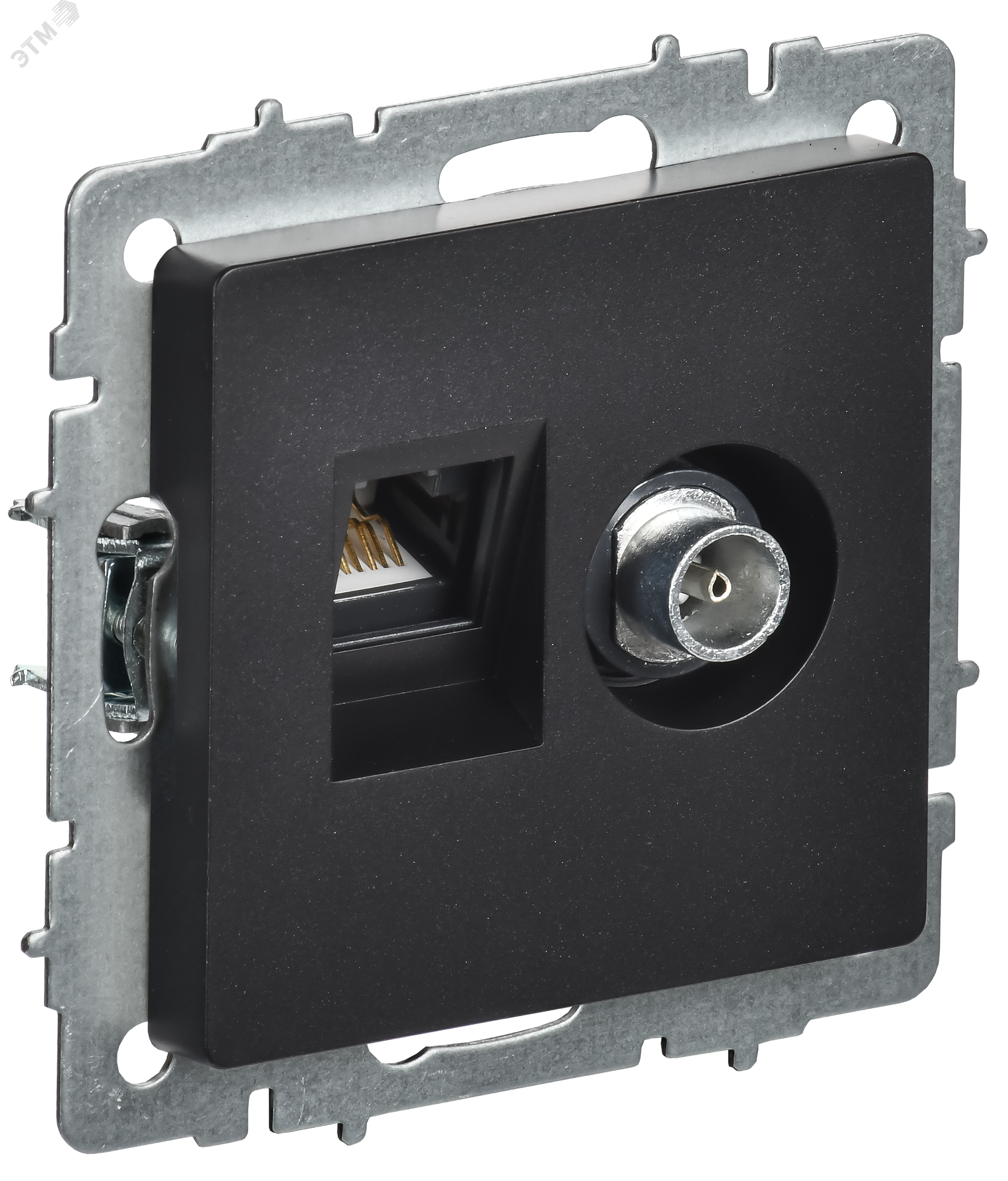 Розетка компьютерная + телевизионная 2-м Brite РТВ/РК12-БрЧ RJ45 кат.5E + TV черн. BR-AK20-1-K02