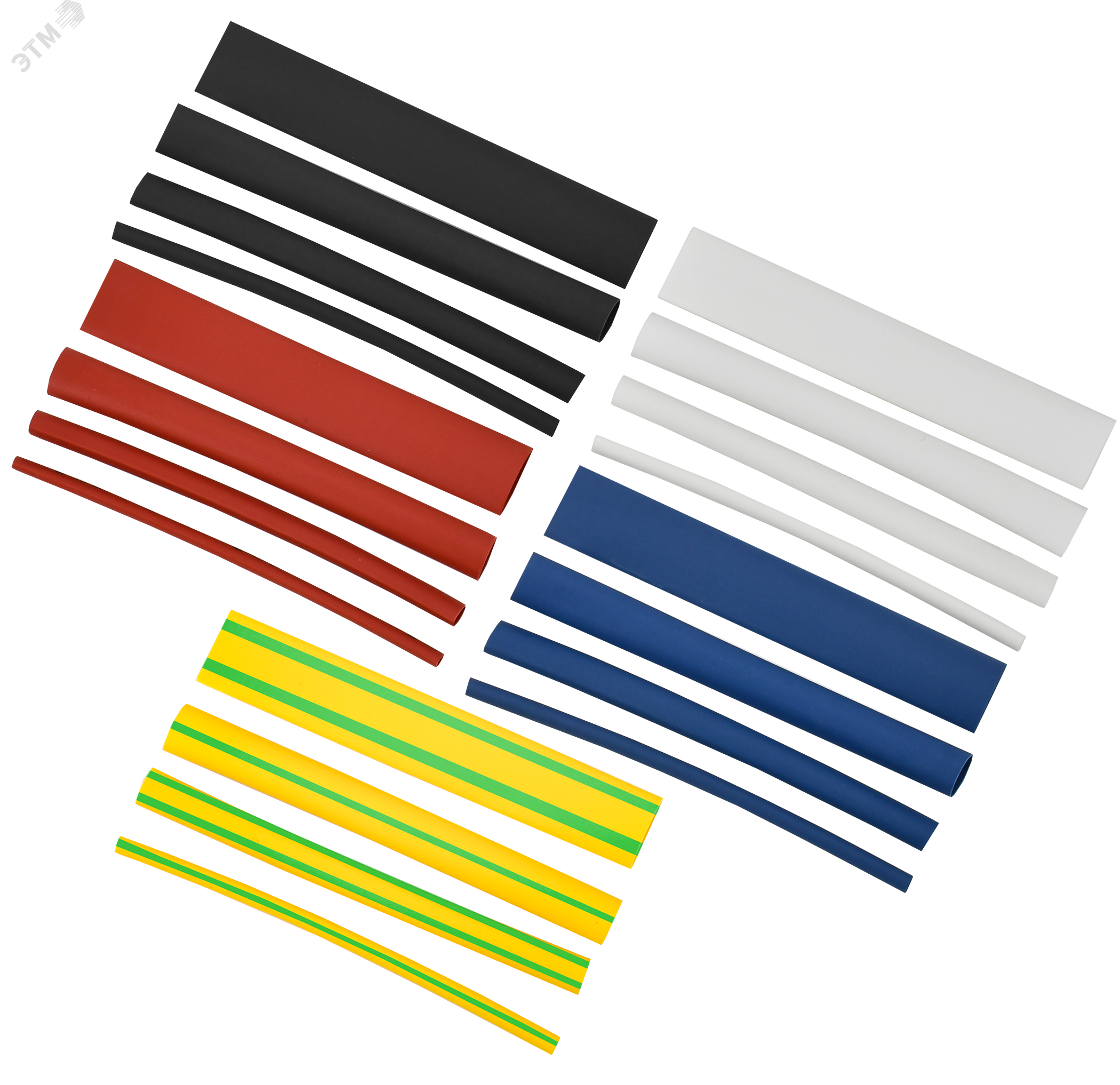 Набор трубок термоусадочных тонкостен. ТТУ 2/1; 4/2; 6/3; 8/4 (ЖЗ; С; К; Ч) 20х8см разноцвет. UDRS-D2-D8-10-1