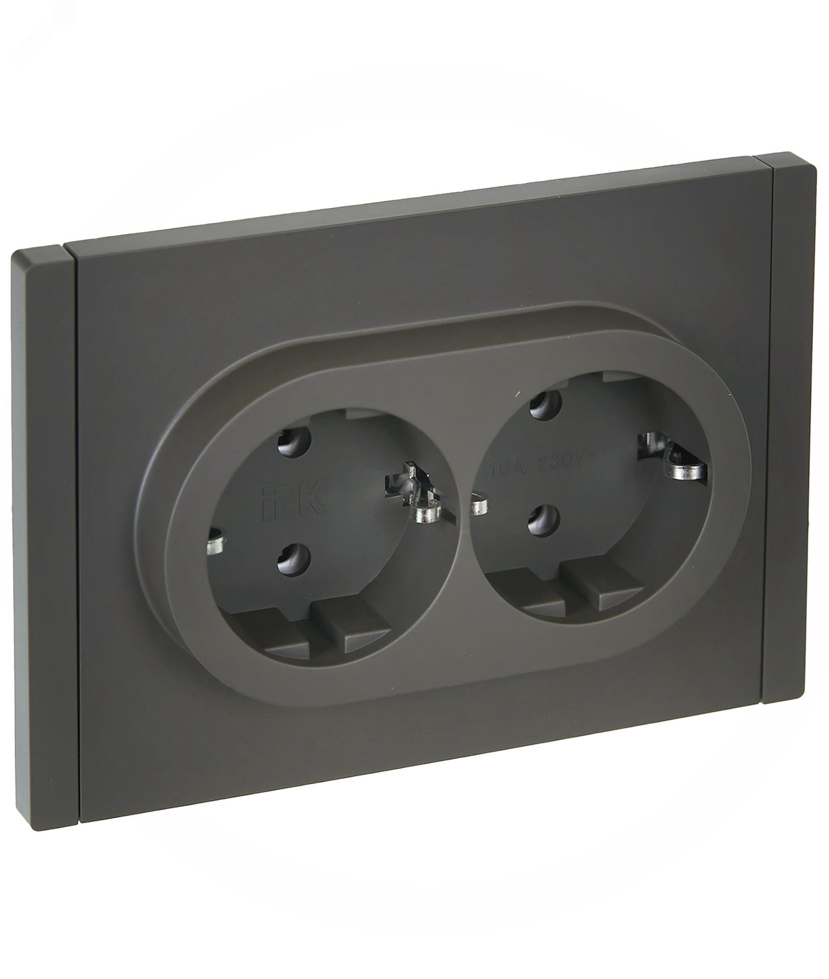 Розетка 2-м СП FORTE&PIANO FP324 16А с заземл. без защ. шторок безвинт. крепл. сер. IEK FP-R21-16-1-K03