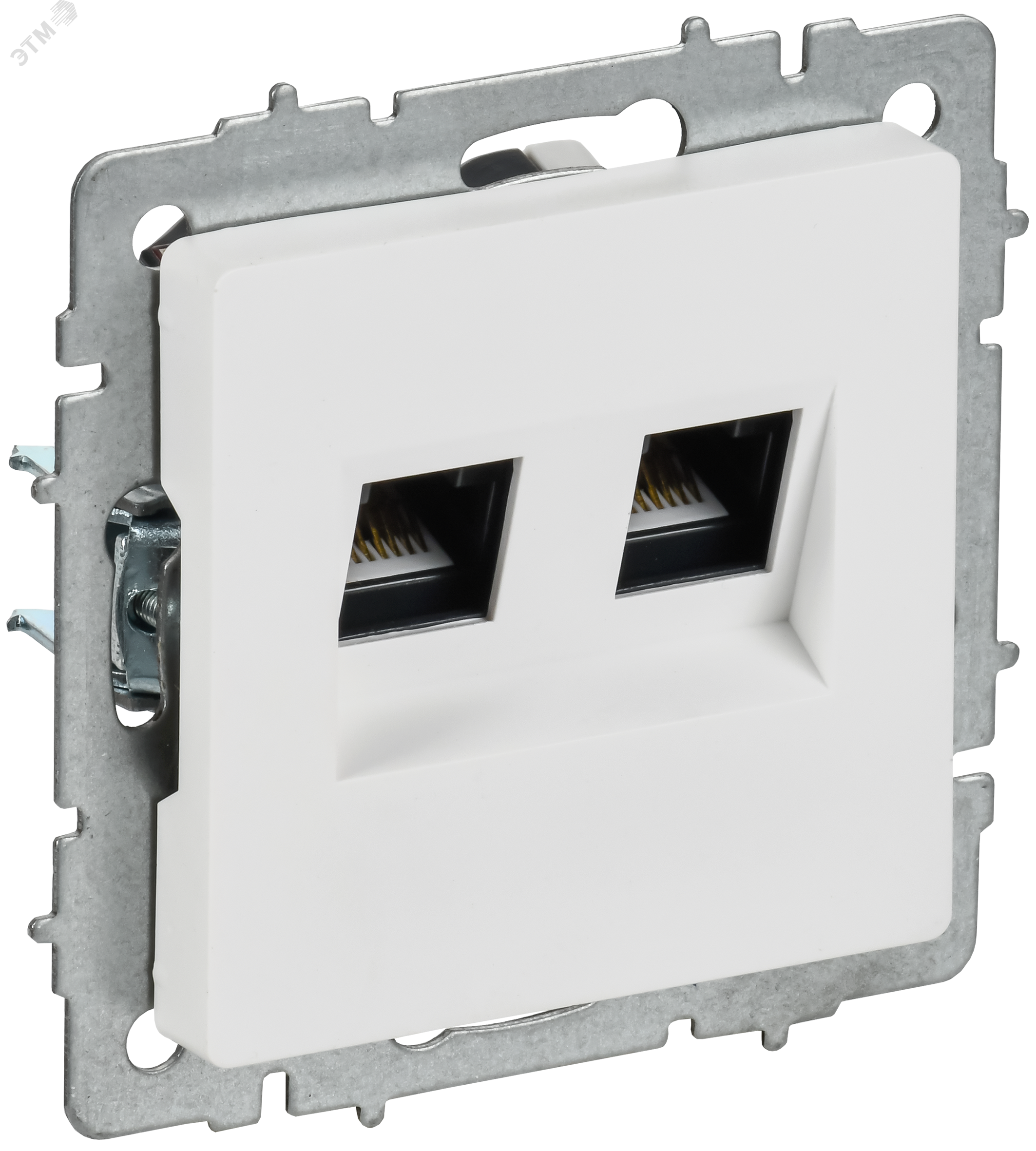 BRITE Розетка компьютерная двойная кат.5E RJ45 РК10-2-БрАБ арктический белый IEK BR-K20-1-K91