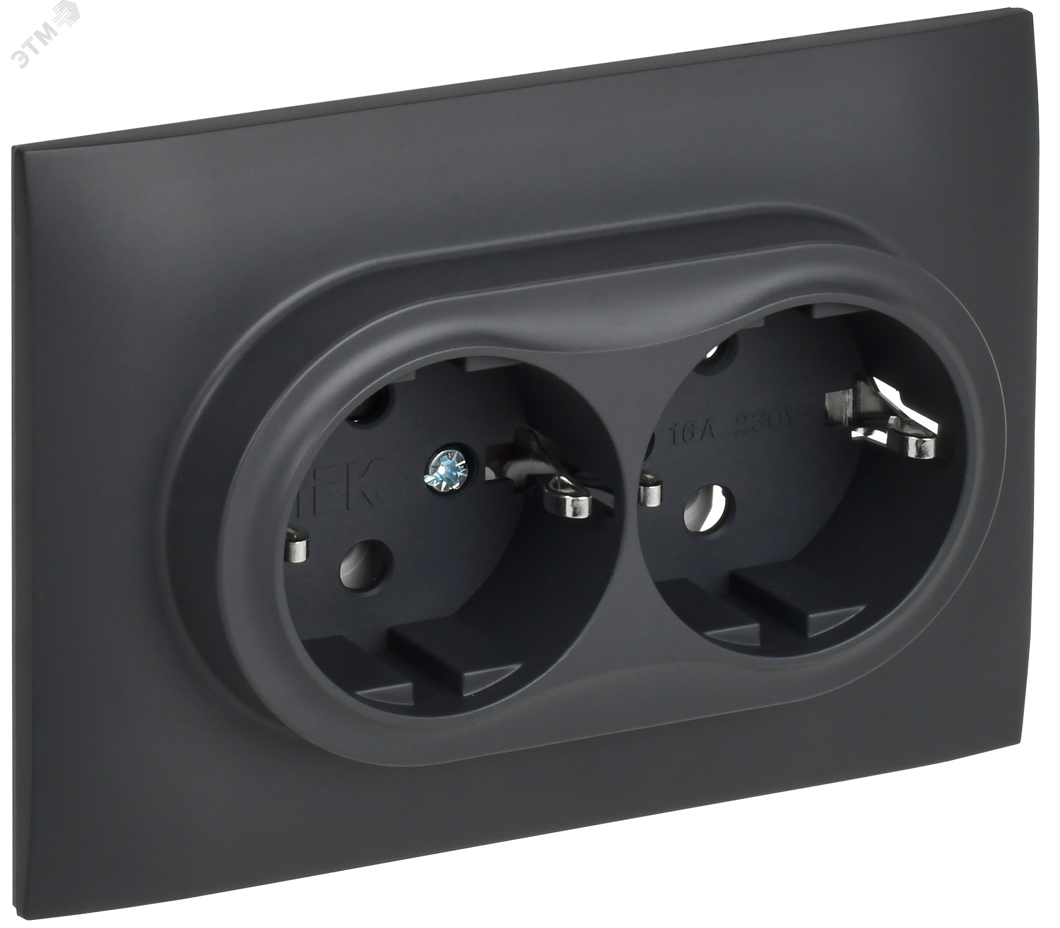 SKANDY Розетка 2-местная с заземлением без защитных шторок 16А в сборе SK-R08T титан IEK SK-R21-16-K48-F