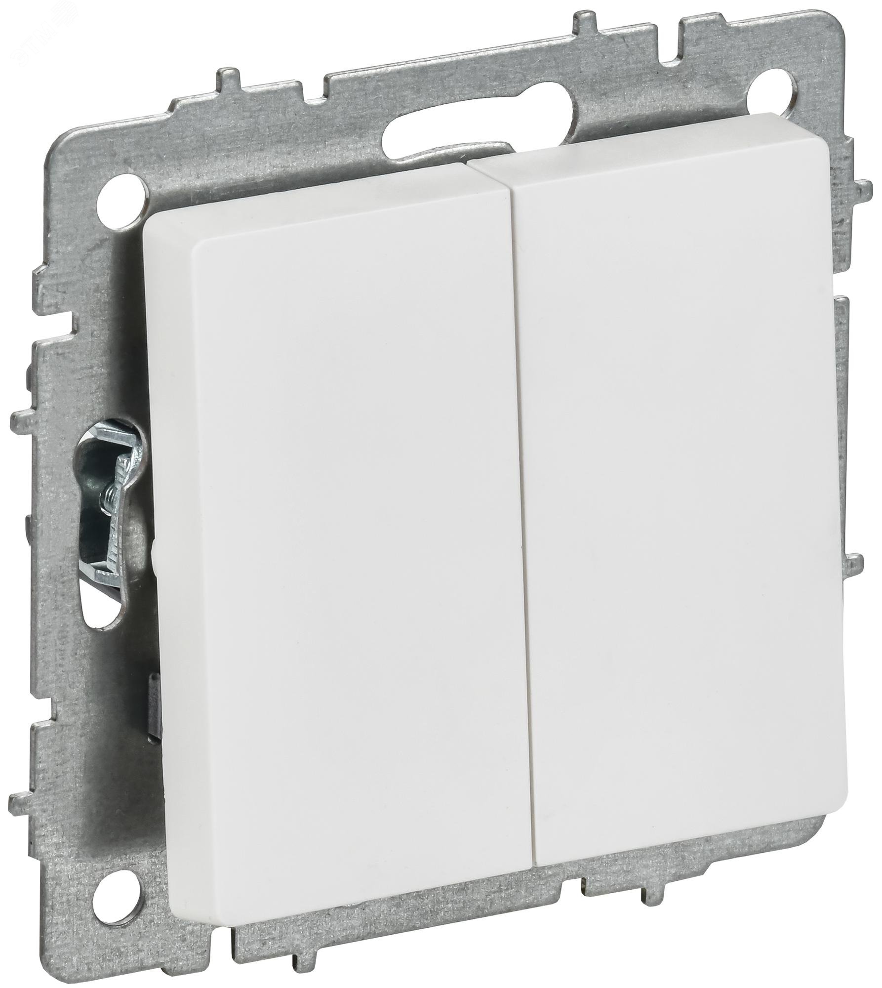 BRITE Выключатель 2-клавишный 10А ВС10-2-0-БрАБ арктический белый IEK BR-V20-0-10-K91