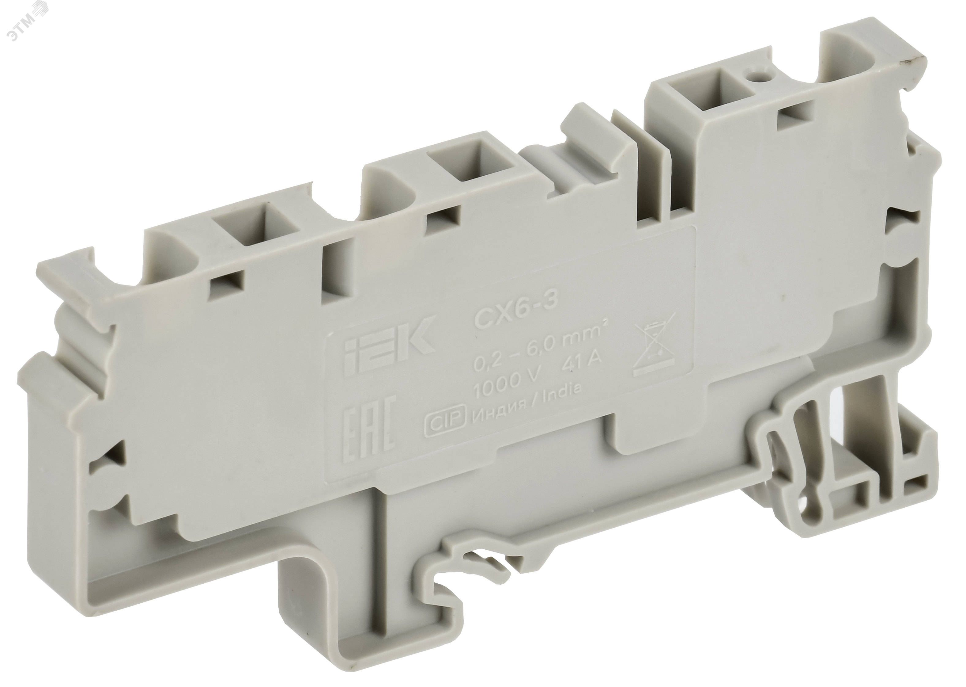 Фото товара ARMAFIX Клемма пружинная CX6-3 6мм2 трехконтактная серая IEK AF-CT40-00-3-K03-006