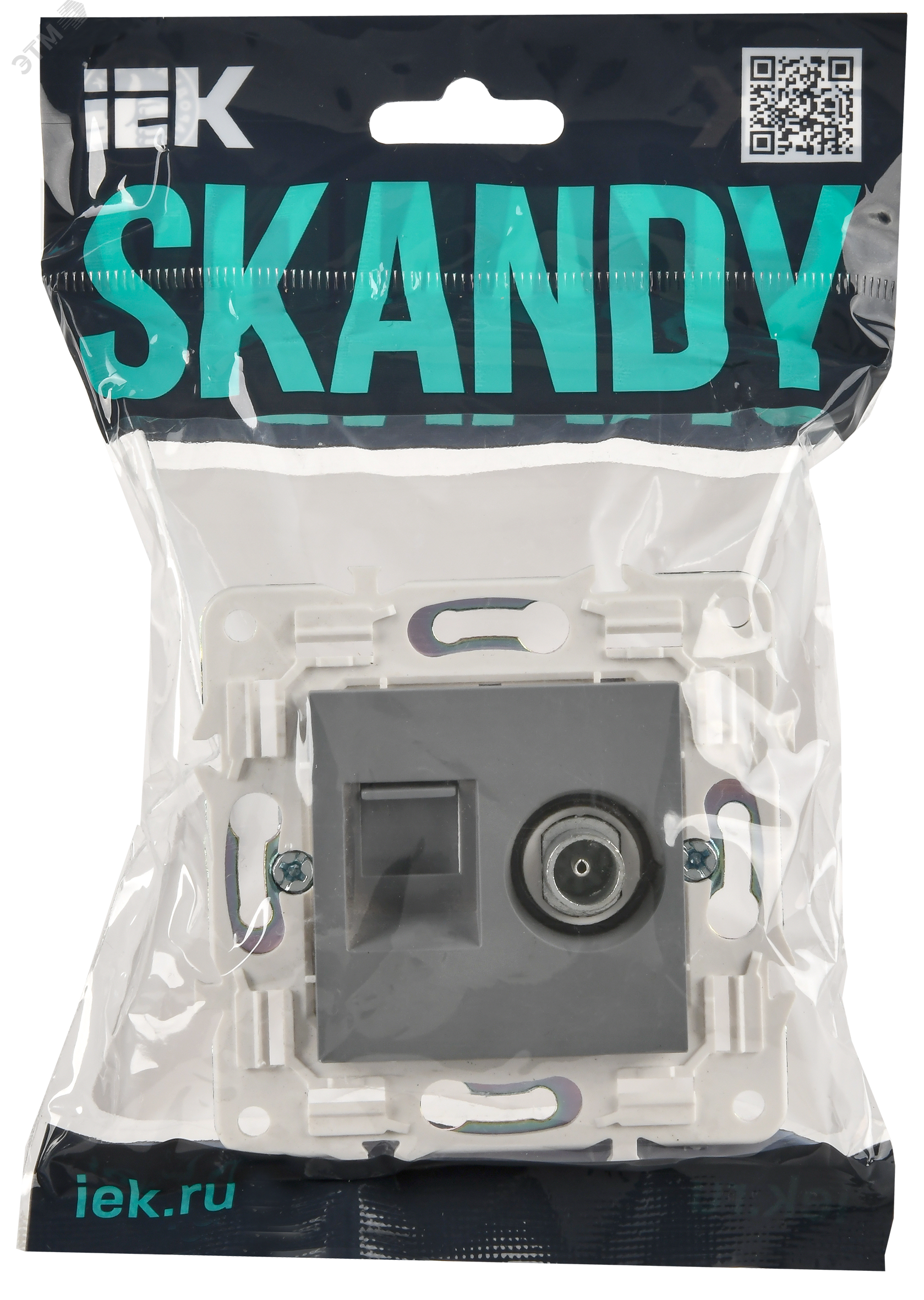 SKANDY Розетка двойная TV+RJ45 кат.5E SK-A14Gr серый IEK SK-AK20-1-K03