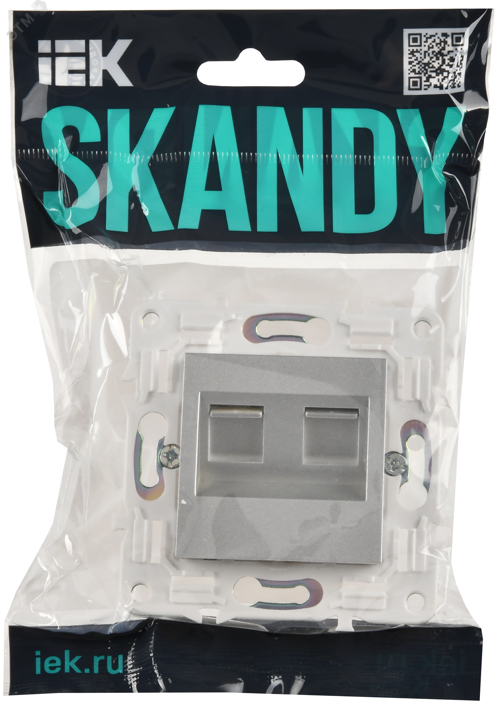 SKANDY Розетка компьютерная двойная RJ45 кат.5E SK-K03S серебряный IEK SK-K20-1-K23