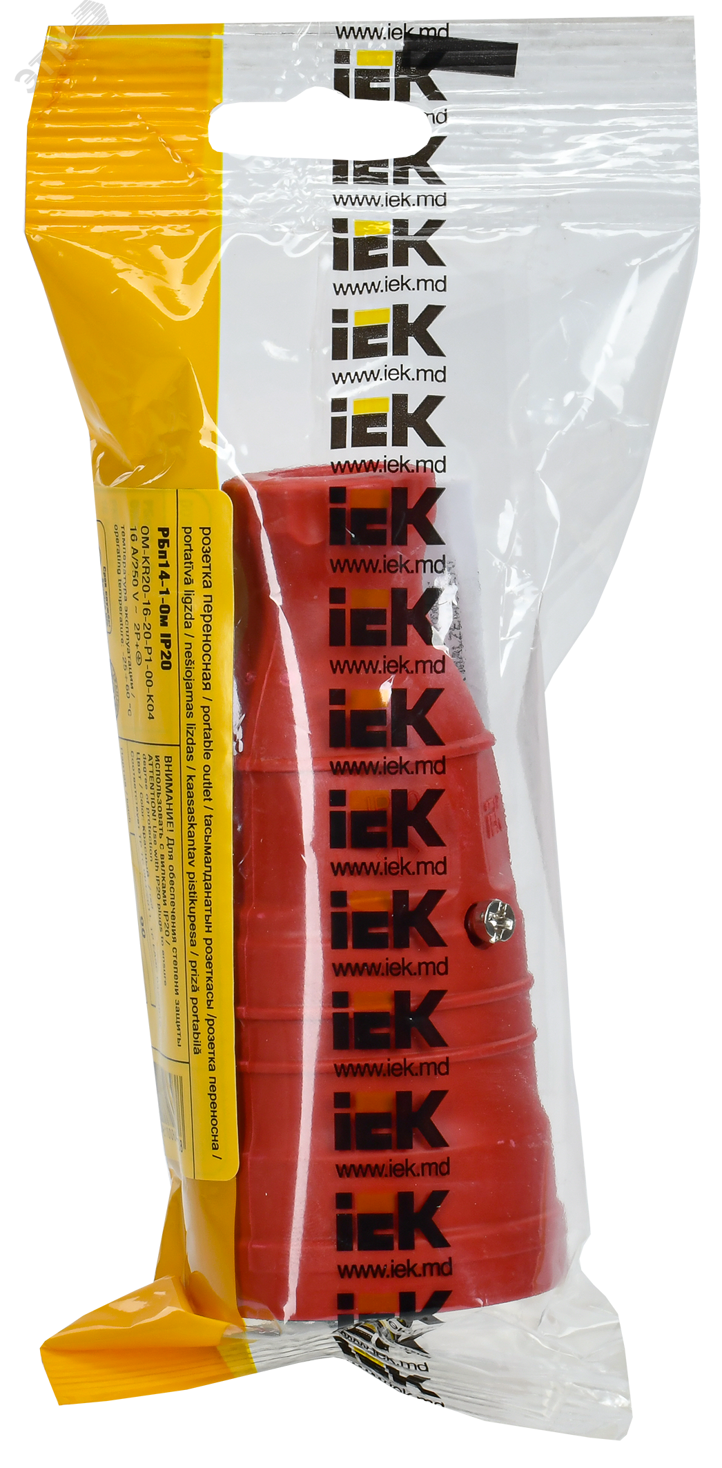 OMEGA Розетка переносная РБп14-1-0м IP20 красная OM-KR20-16-20-P1-00-K04