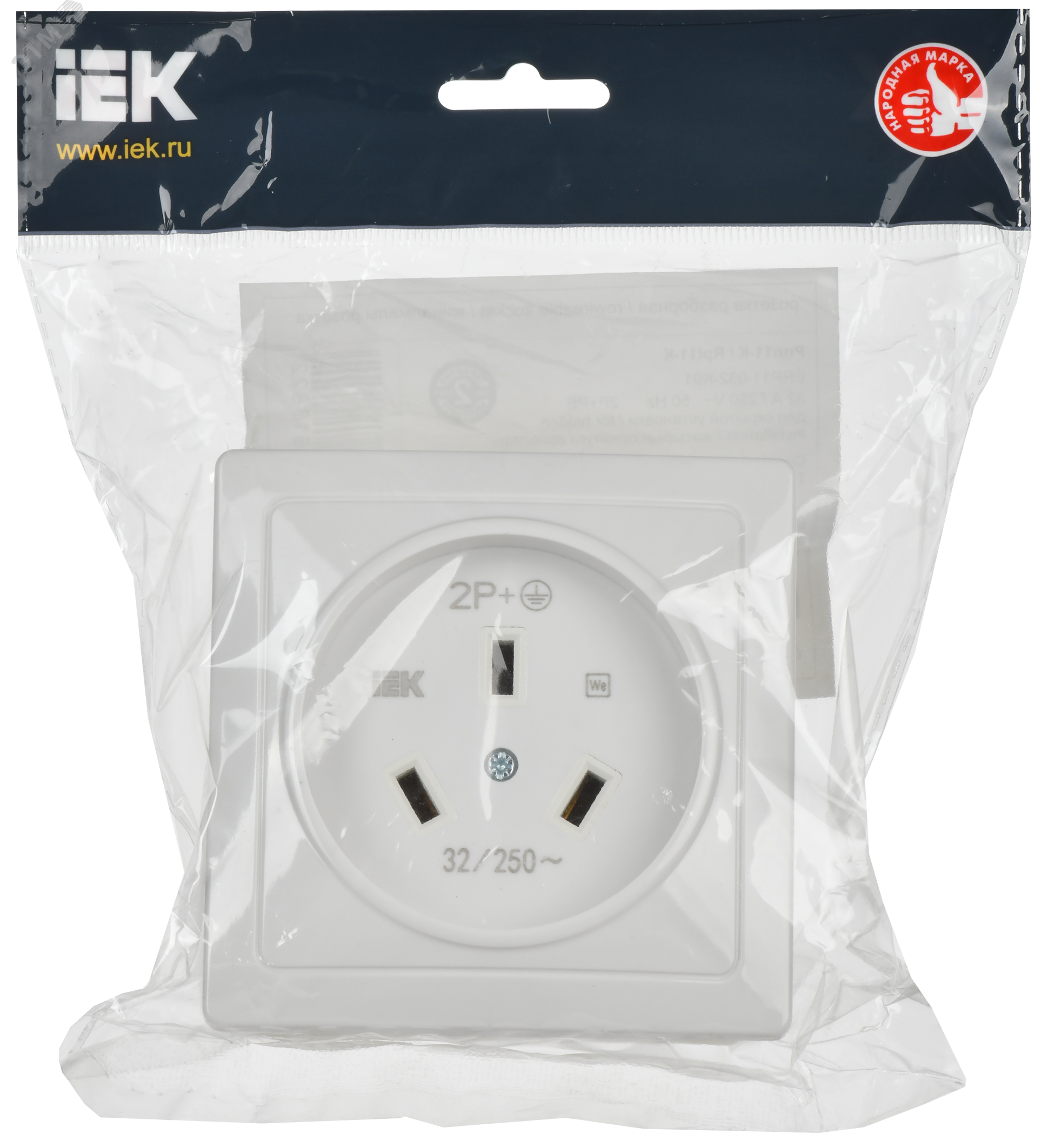 Розетка 1-м СП Рпл11-К 32А IP20 разборная для плиты с заземл. бел. ERP11-032-K01