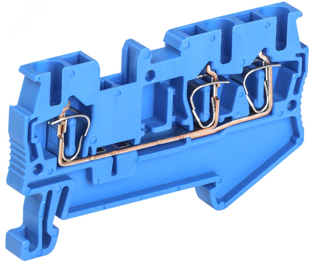 Фото товара Клемма пружинная КПИ 3в-2,5 3 вывода 31А синий YZN11-3-002-K07