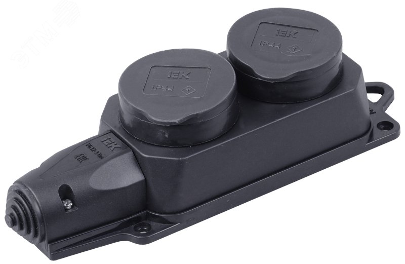 Колодка удлинителя 2-м 16А IP44 Омега РБ32-1-0м с защ. крышкой каучук PKR62-016-2-K02