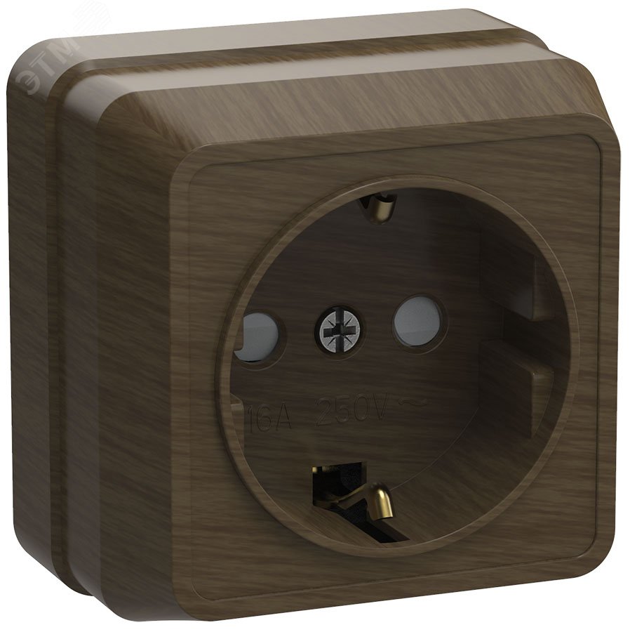 РСш20-3-ОД Розетка 1местн. с з/к с защ.штор. 16А откр.уст. ОКТАВА (дуб) ERO14-K04-16-DC