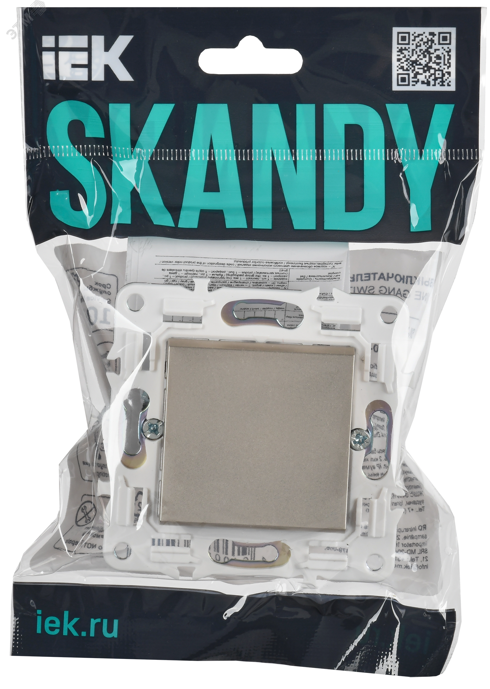 SKANDY Выключатель 1-клавишный проходной 10А SK-V02Sh шампань IEK SK-V12-0-10-K37