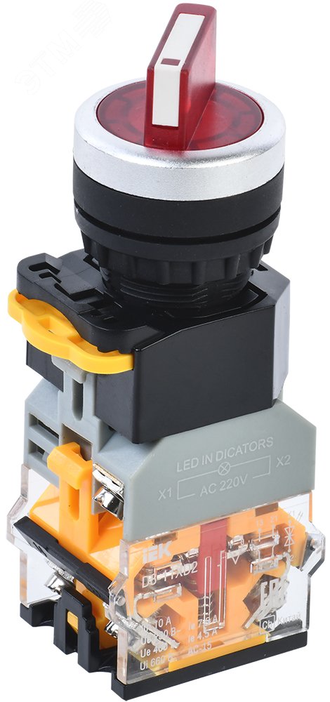 Переключатель D8-11XD2 2 полож. 1з+1р с подсвет. красный BSW30-11XD2-3-14-2-K04