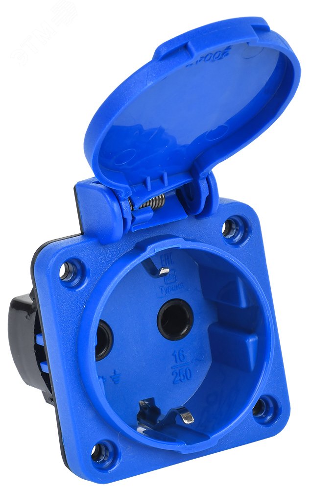 Розетка панельная MAGNUM 2P+PE 16А IP44 РП11-3 с защ. крышкой с заземл. син. PSN71-016-3-2-44-K07
