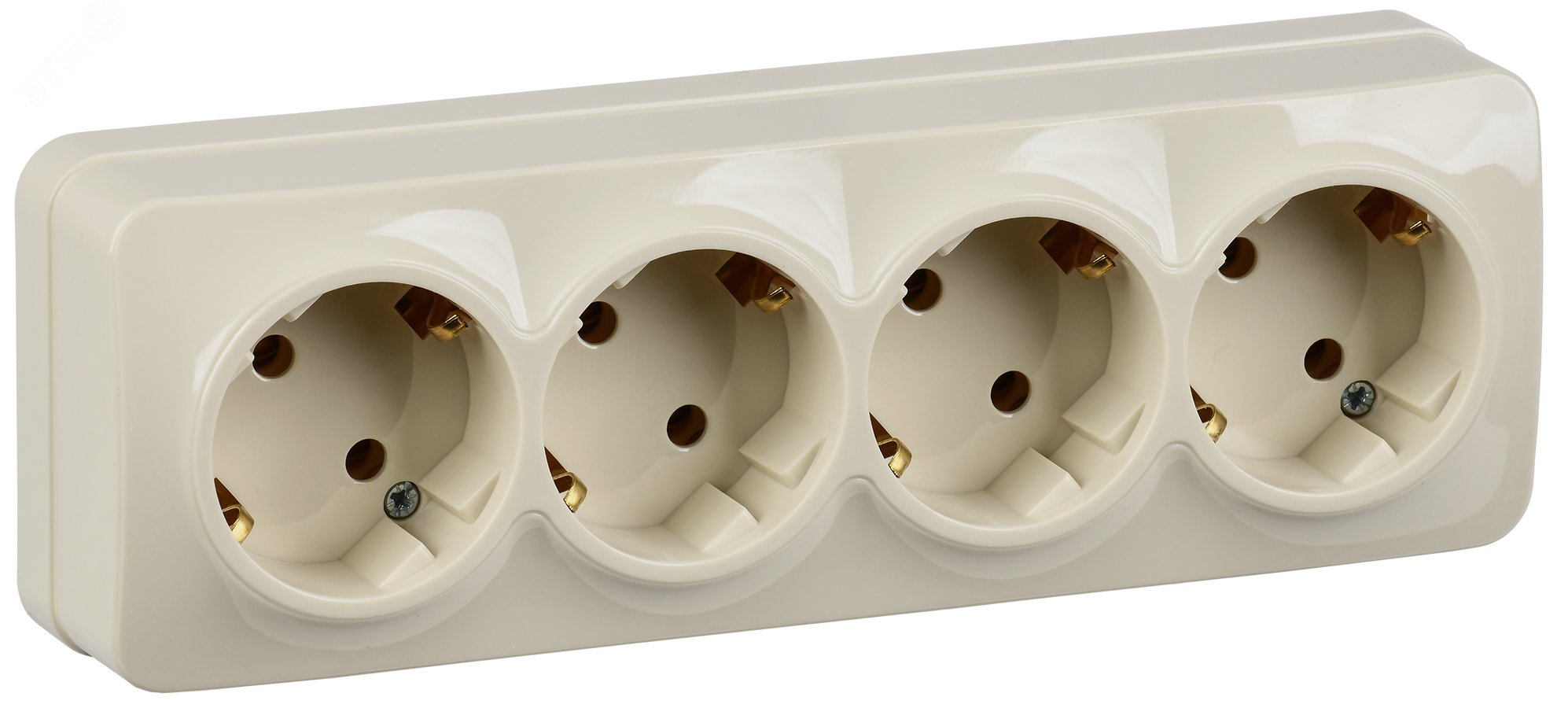 Фото товара Розетка 4-м ОП GLORY РС24-3-ХК 16А с заземл. крем. ERH41-K33-16