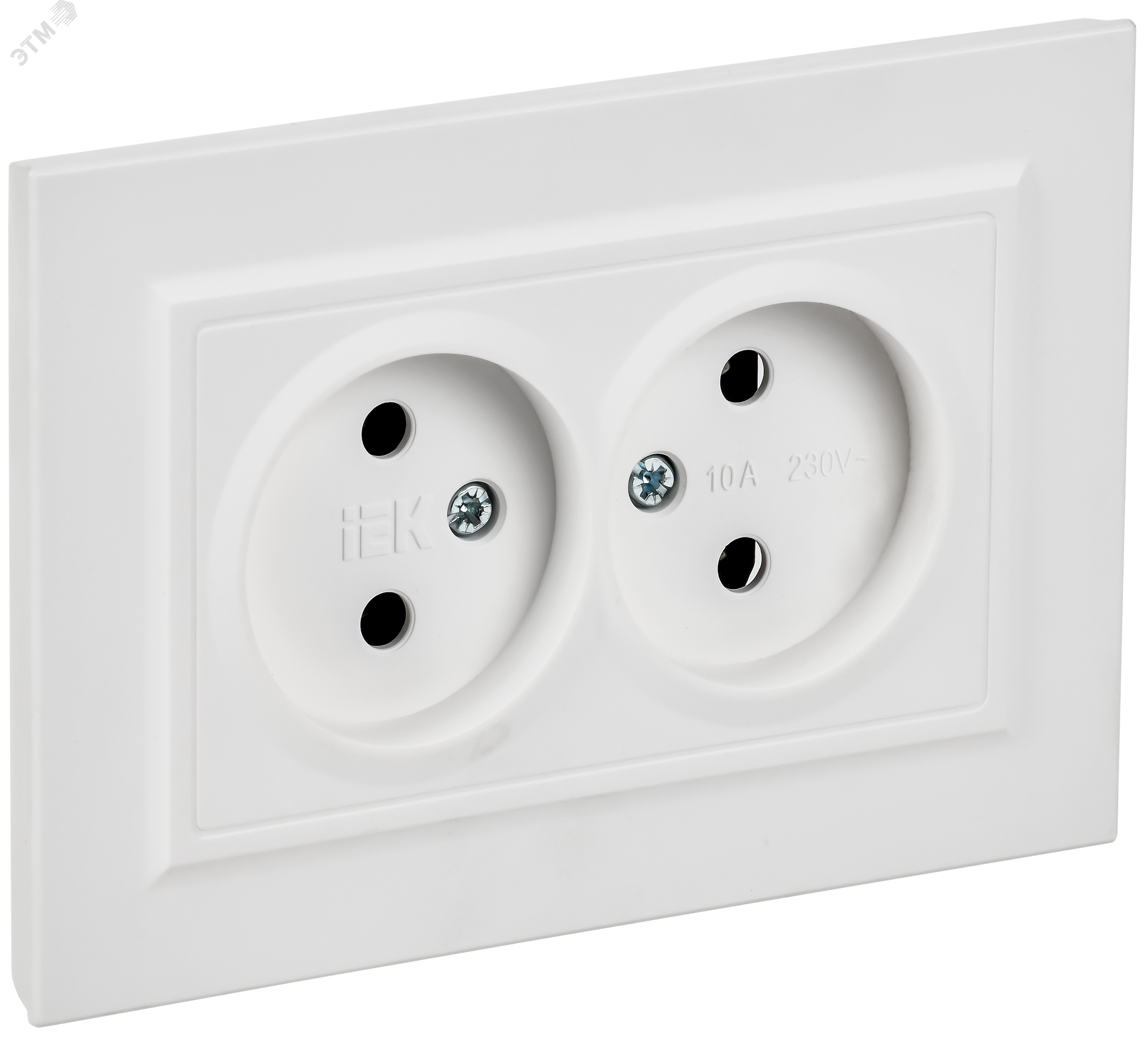 BRITE Розетка 2-местная без заземления без защитных шторок 10А в сборе РС12-2-БрАБ арктический белый IEK BR-R20-10-K91-F