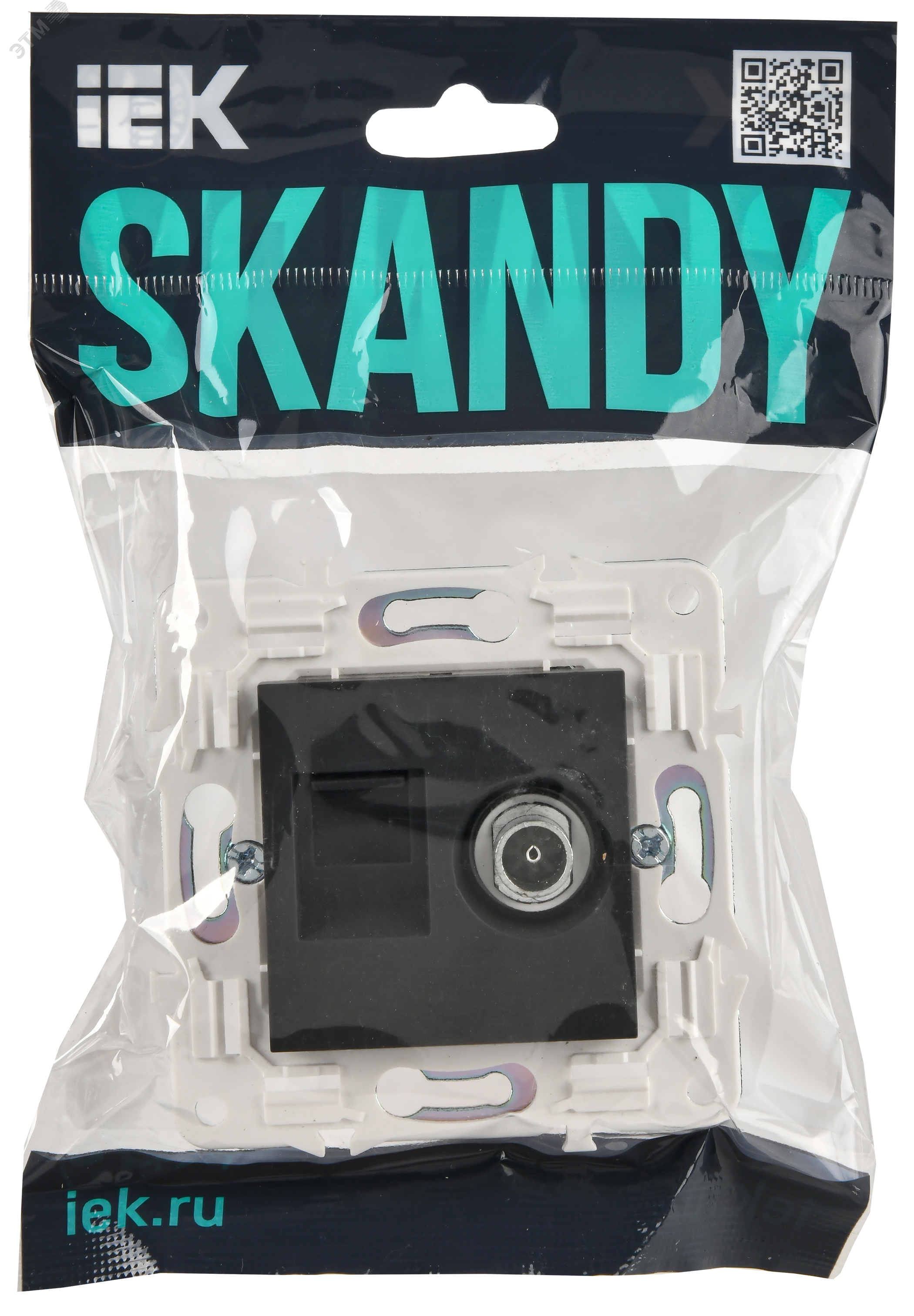 SKANDY Розетка двойная TV+RJ45 кат.5E SK-A14G графит IEK SK-AK20-1-K53
