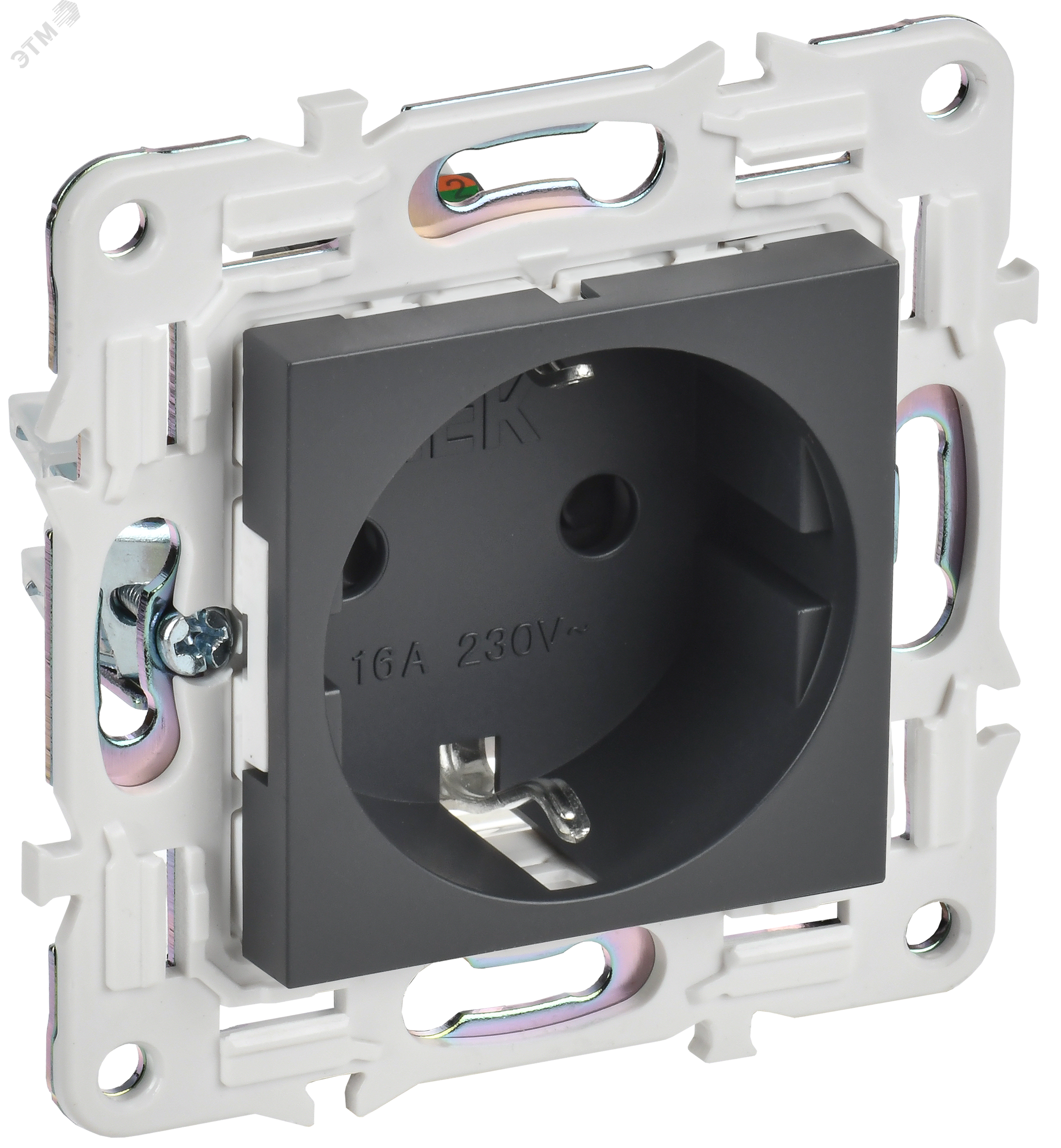 SKANDY Розетка с заземлением с защитными шторками 16А безвинтовое крепление SK-R06T титан IEK SK-R14-16-1-K48