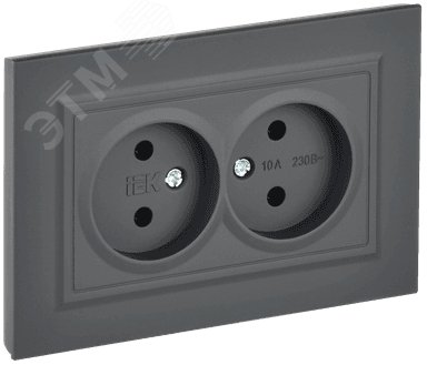 Розетка 2-м СП BRITE РС12-2-БрГ 10А в сборе без заземл. без защ. шторок графит BR-R20-10-K53-F