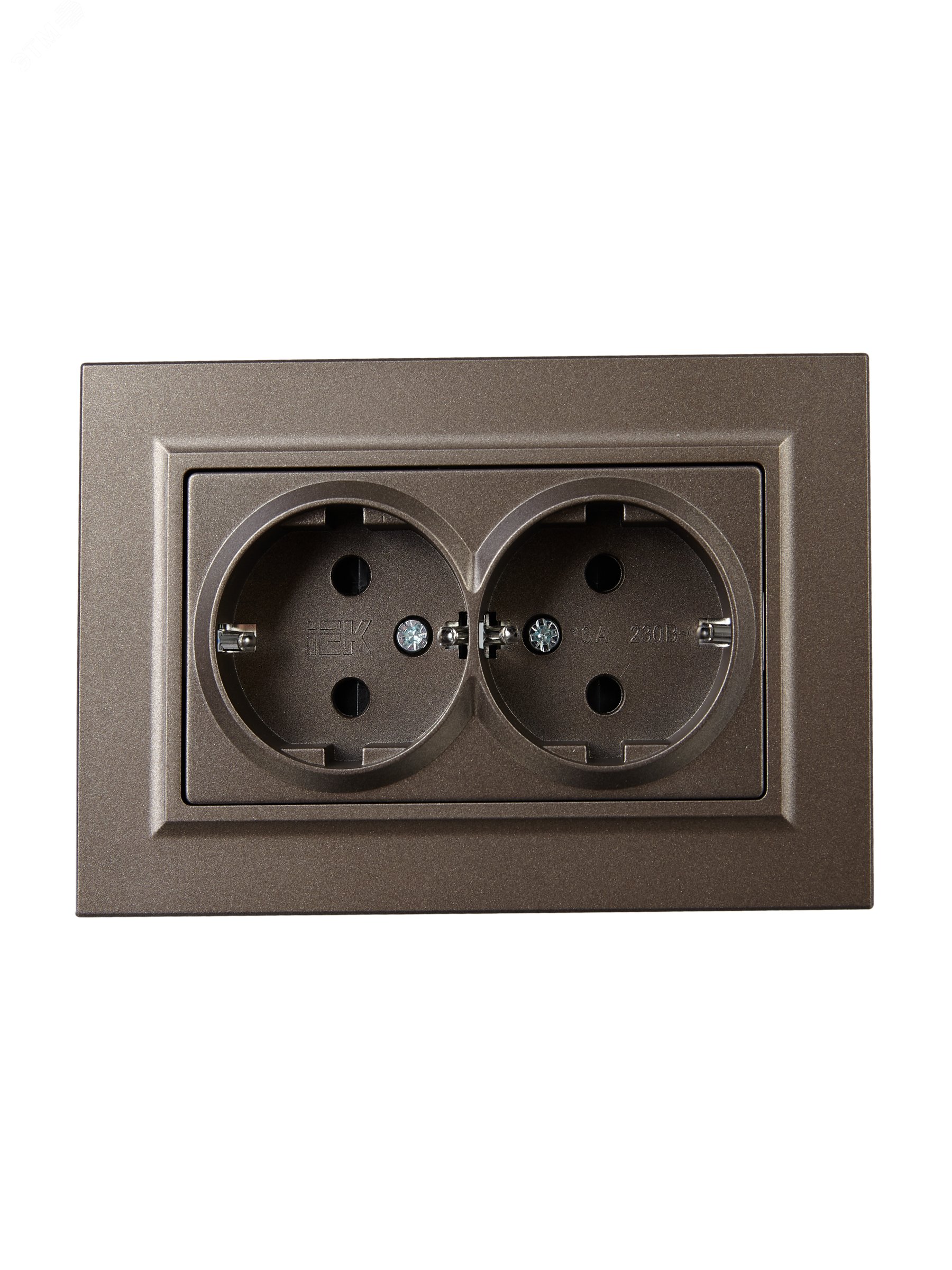 Розетка 2-м СП BRITE РСш12-3-БрТБ 16А в сборе с заземл. защ. шторки бронза BR-R24-16-K45-F