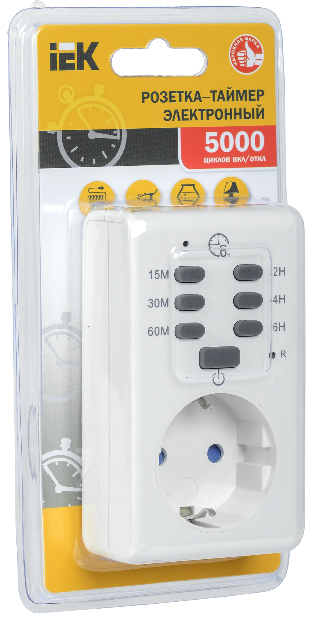 РТЭ-2 Розетка-таймер электр. с инд. 15мин-6ч 16А IP20 ERT-12-1-16-O-00-4-20-K01