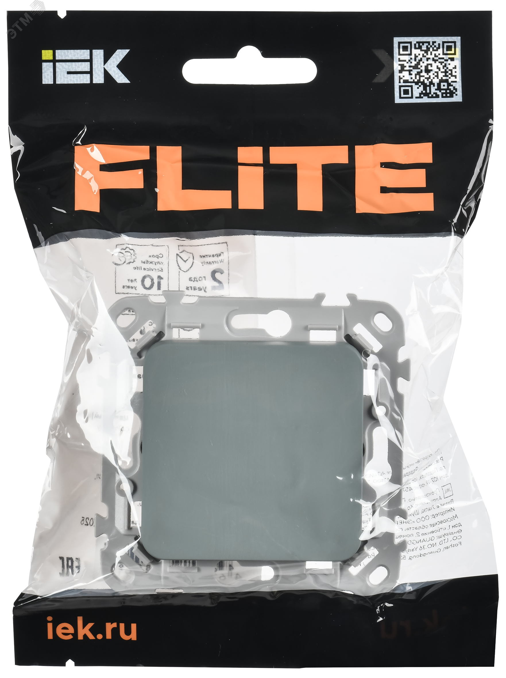 FLITE Выключатель 1-клавишный 10А ВС11-1-0-ФлС серый IEK FI-V10-0-10-1-K03
