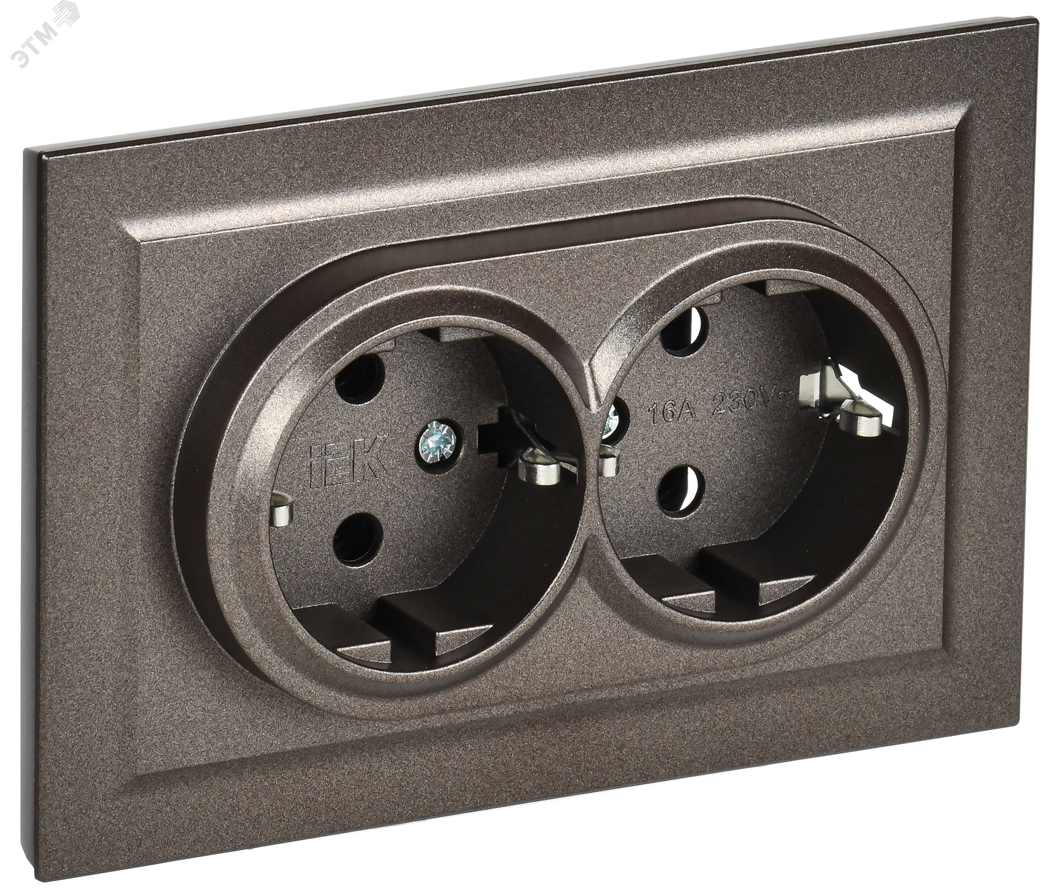 Розетка 2-м СП BRITE РС12-3-БрТБ 16А в сборе с заземл. без защ. шторок бронза BR-R21-16-K45-F