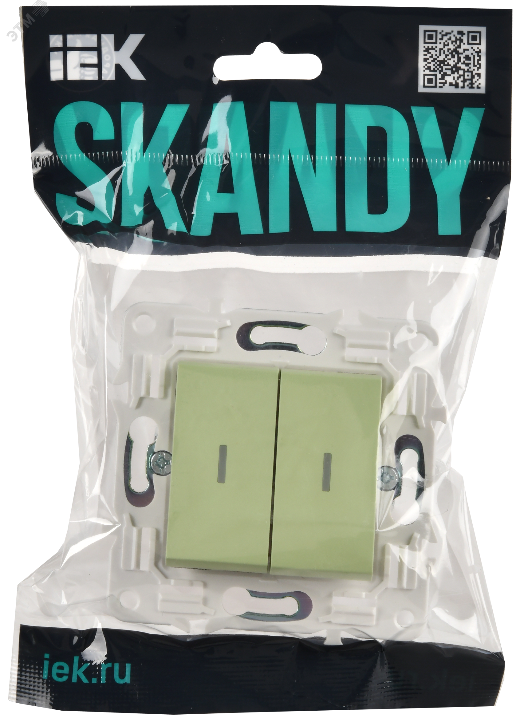 SKANDY Выключатель 2-клавишный проходной с индикацией 10А SK-V10G мятный IEK SK-V22-1-10-K06