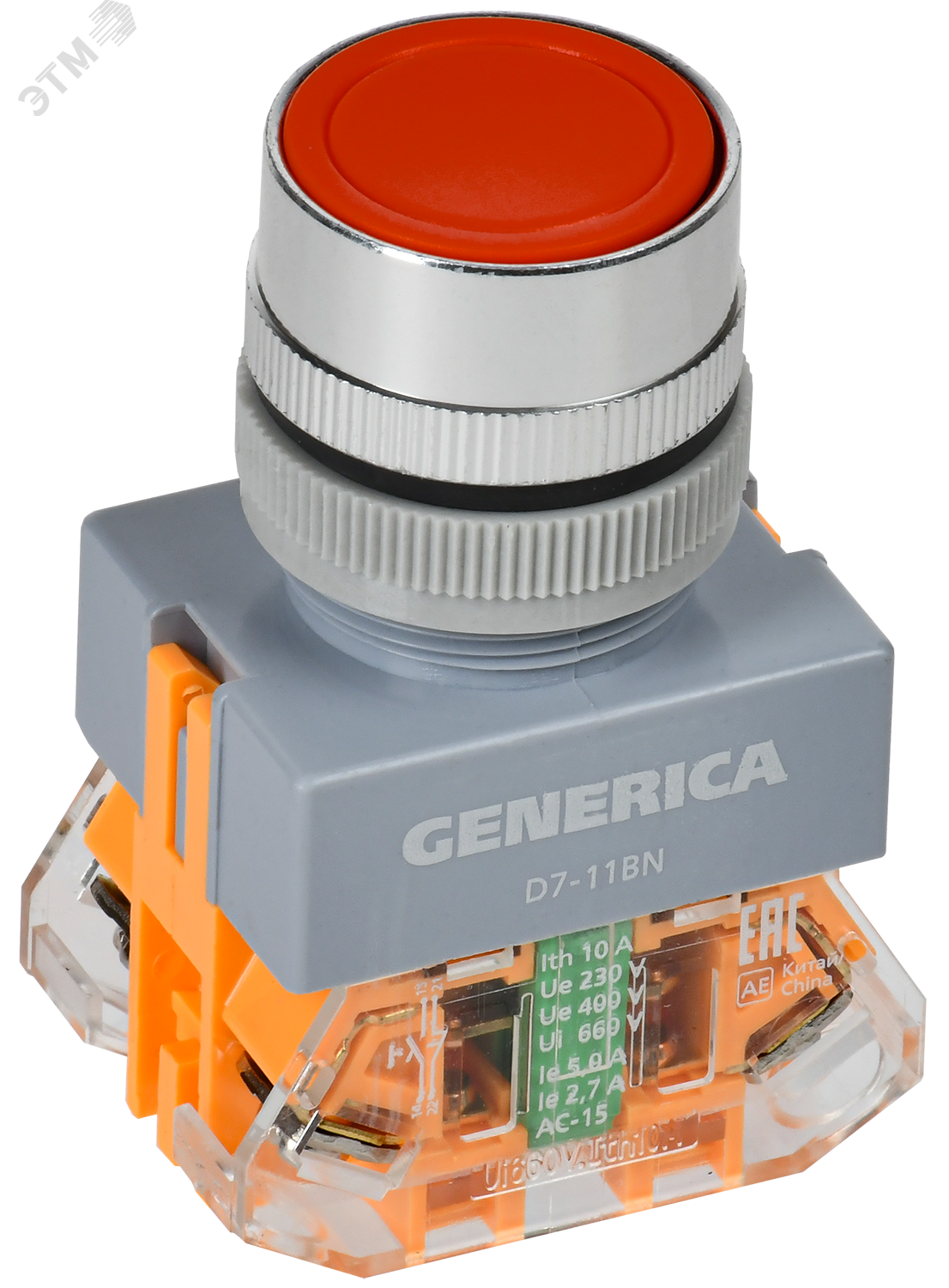 Кнопка D7-11BN d=22мм 1з+1р кр. GENERICA BBT50-11BN-3-22-K04-G