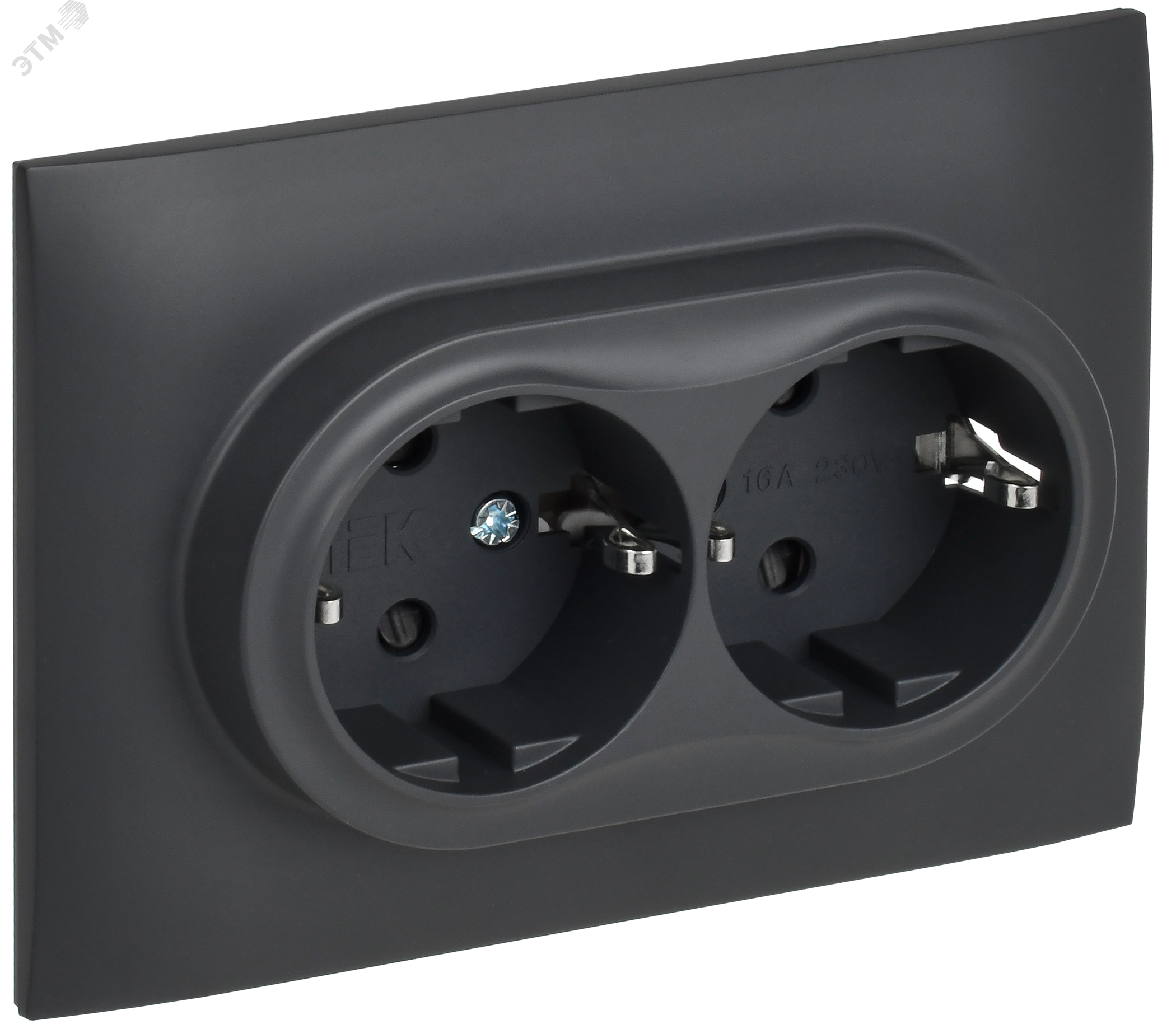 SKANDY Розетка 2-местная с заземлением с защитными шторками 16А в сборе SK-R07T титан IEK SK-R24-16-K48-F