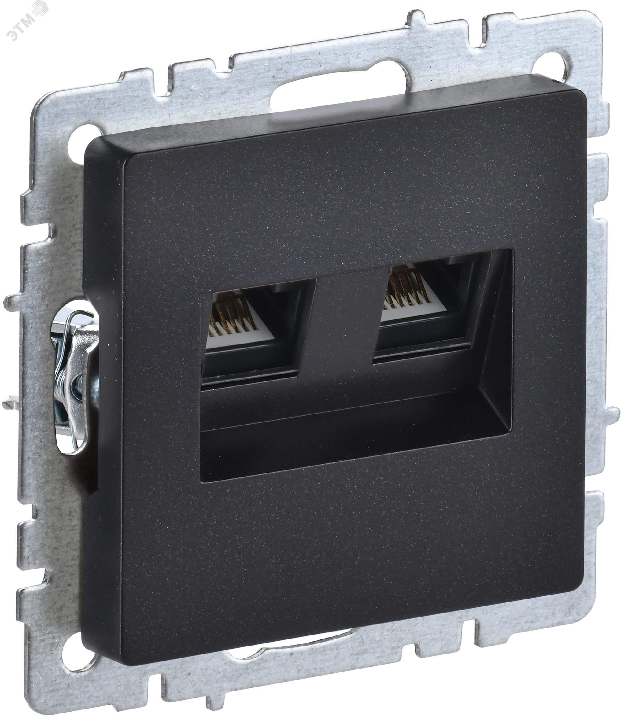 BRITE Розетка двойная RJ11+RJ45 кат.5E РК/Т12-БрЧ черный BR-KT20-O-1-K02