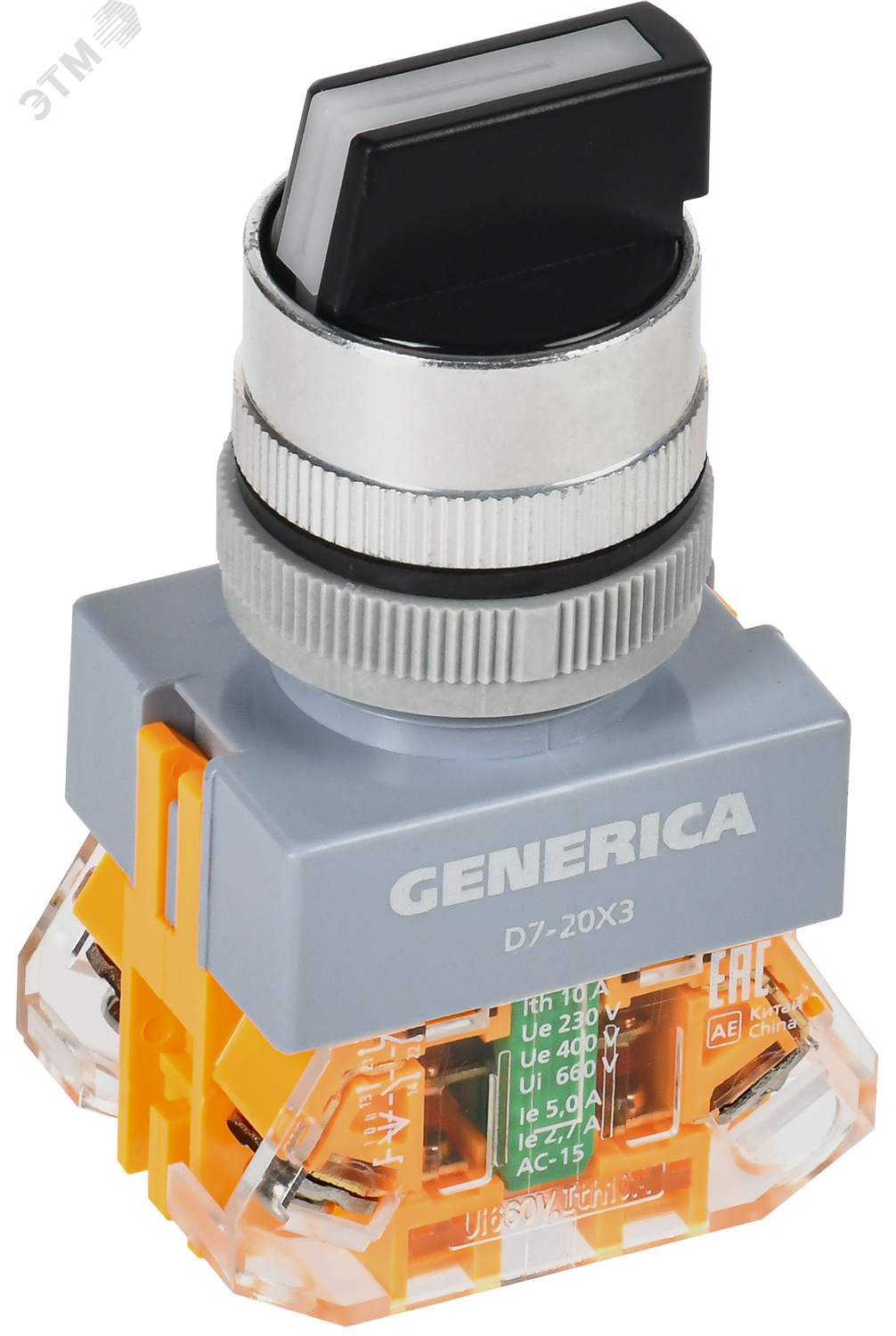 Переключатель D7-20X3 3 полож. 1з+1р черный GENERICA BSW50-20X3-3-21-3-K02-G