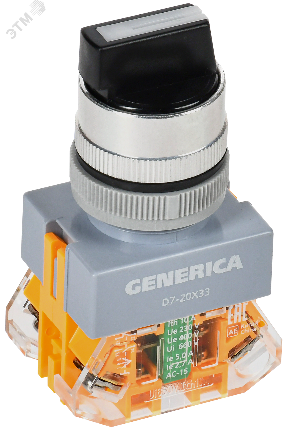 Переключатель D7-20X33 3 полож. 1з+1р возв. черный GENERICA BSW50-20X33-3-22-3-K02-G