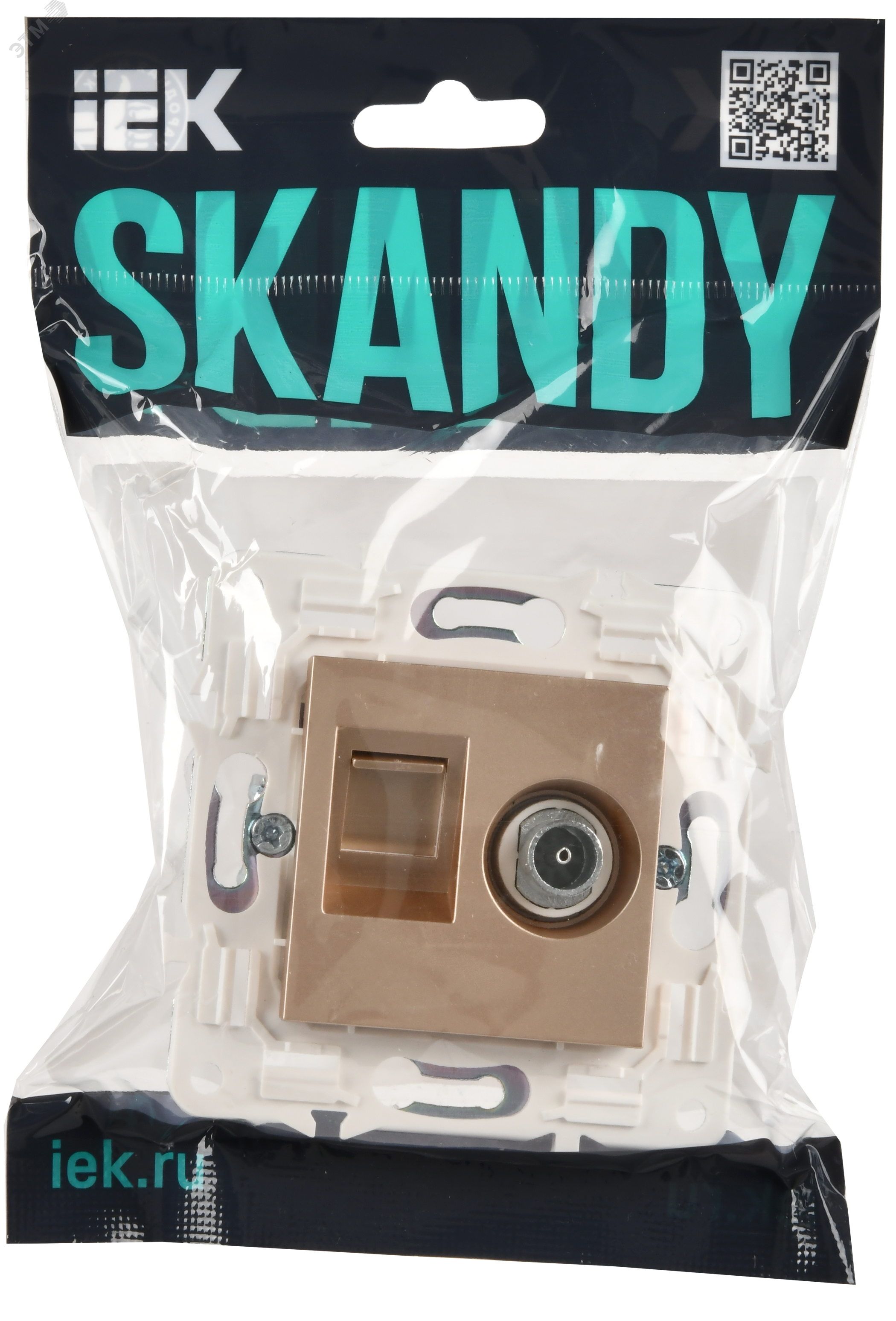 SKANDY Розетка двойная TV+RJ45 кат.5E SK-A14Sa песочный IEK SK-AK20-1-K98