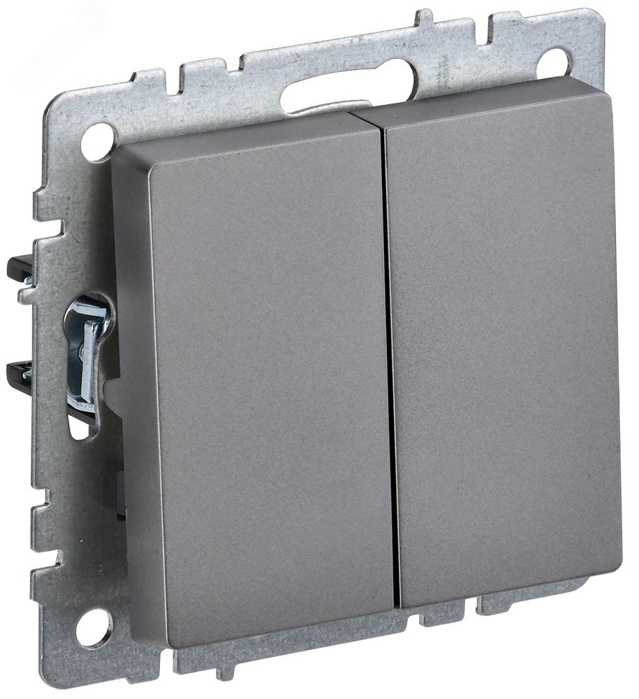 Выключатель проходной 2-кл. СП BRITE ВС10-2-6-БрС 10А сталь BR-V22-0-10-K46