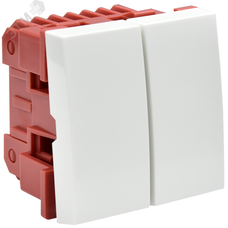 ВК4-22-00-П Выключатель проходной (переключатель) двухклавишный (на 2 модуля) ПРАЙМЕР белый CKK-40D-PD2-K01