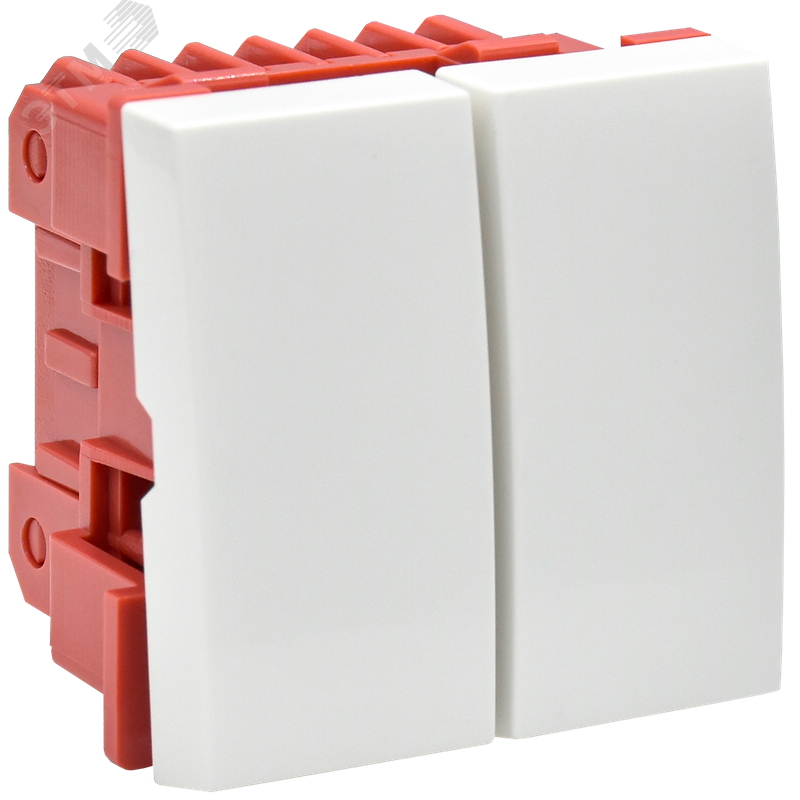 ВК1-22-00-П Выключатель двухклавишный (на 2 модуля) ПРАЙМЕР белый CKK-40D-VD2-K01