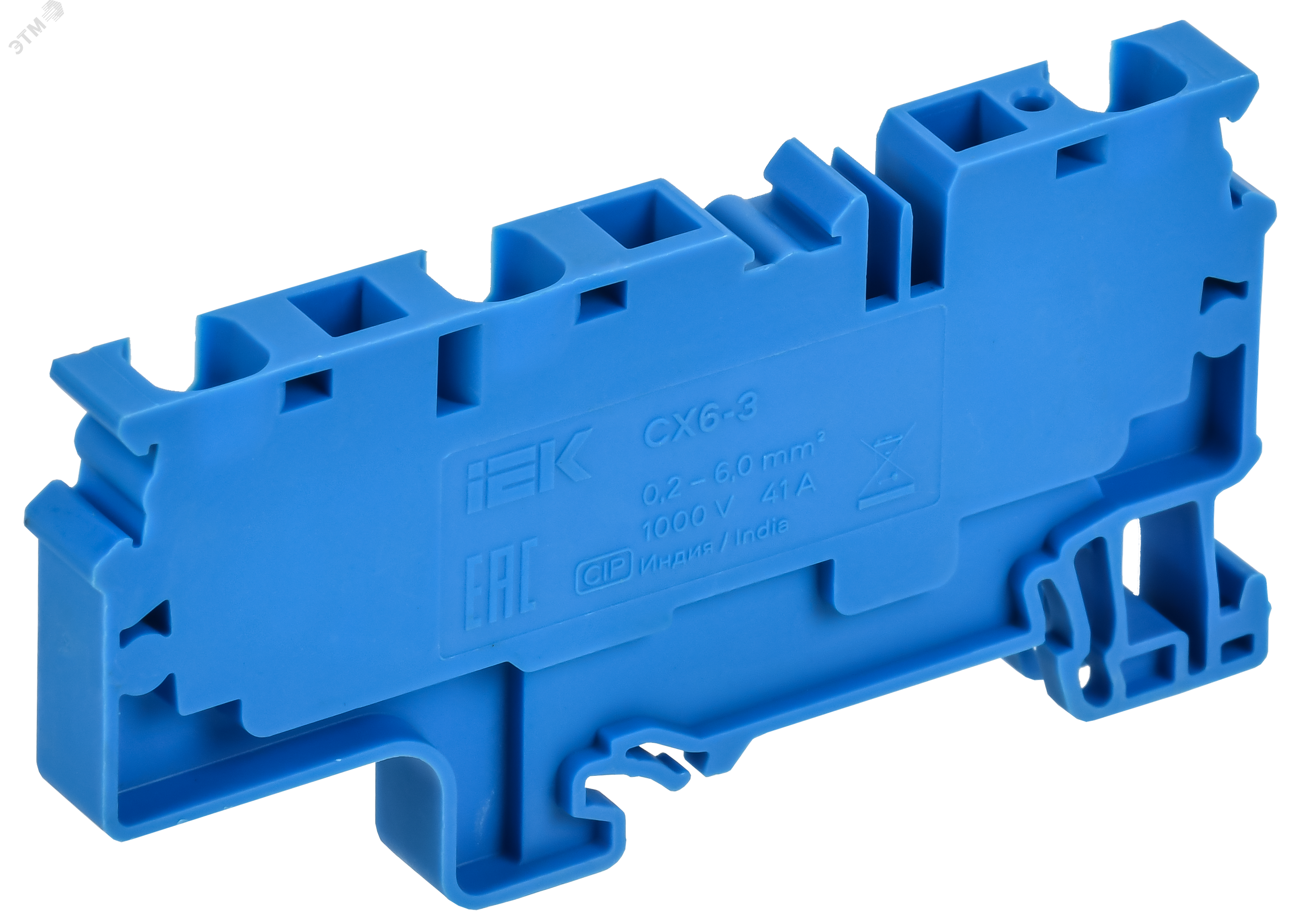 Фото товара ARMAFIX Клемма пружинная CX6-3 BU 6мм2 трехконтактная синяя IEK AF-CT40-00-3-K07-006