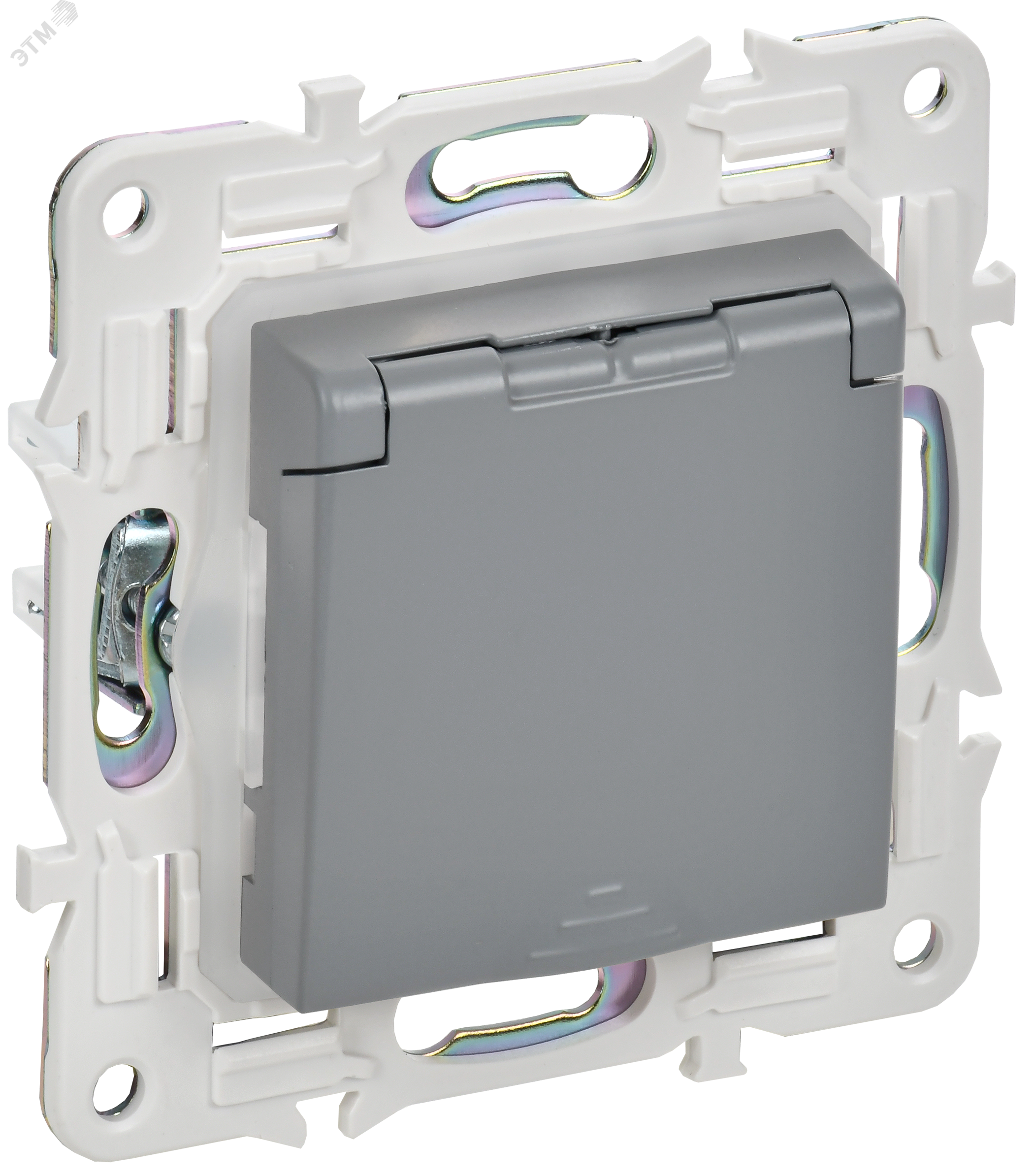 SKANDY Розетка 1-местная с заземлением с защитными шторками и крышкой 16А IP44 SK-R11Gr серый IEK SK-R16-16-44-K03