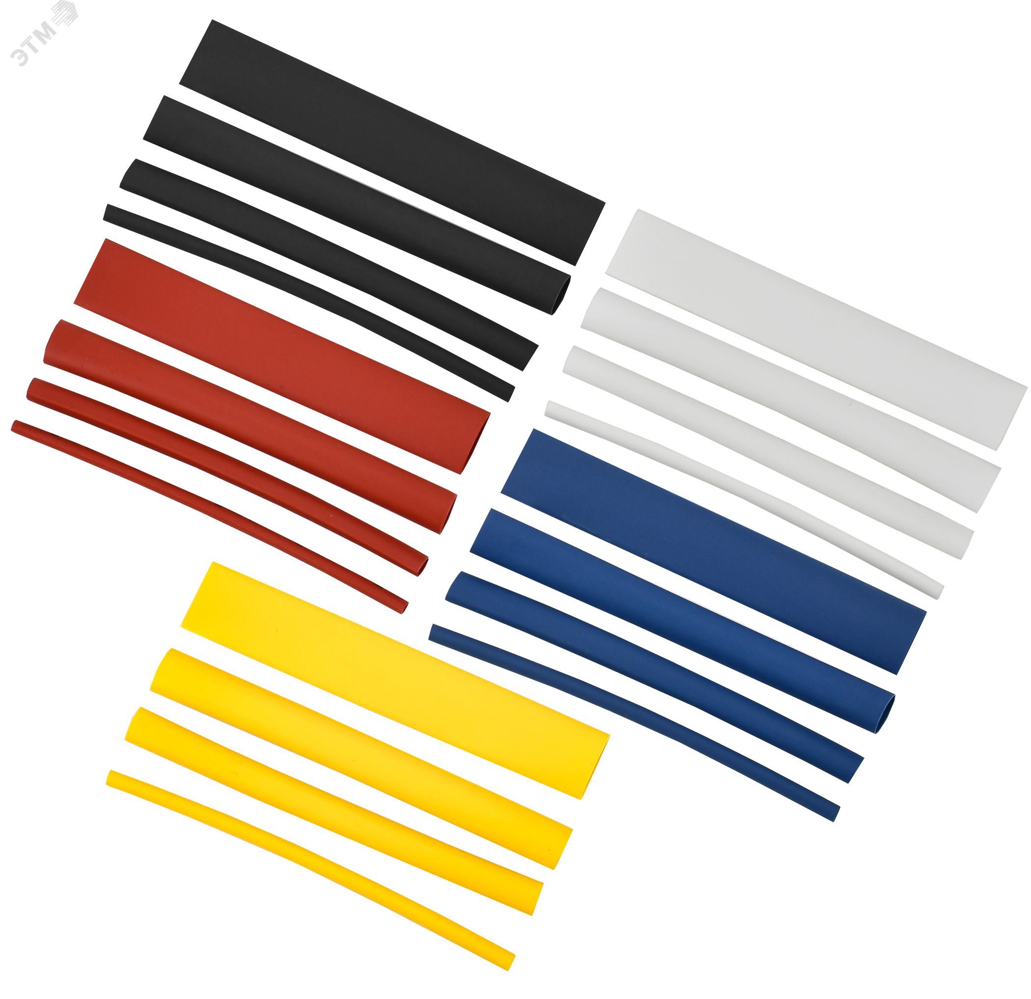 Набор трубок термоусадочных тонкостен. ТТУ 2/1; 4/2; 6/3; 8/4 (Ж; С; К; Ч; Б) 20х8см разноцвет. UDRS-D2-D8-10-2